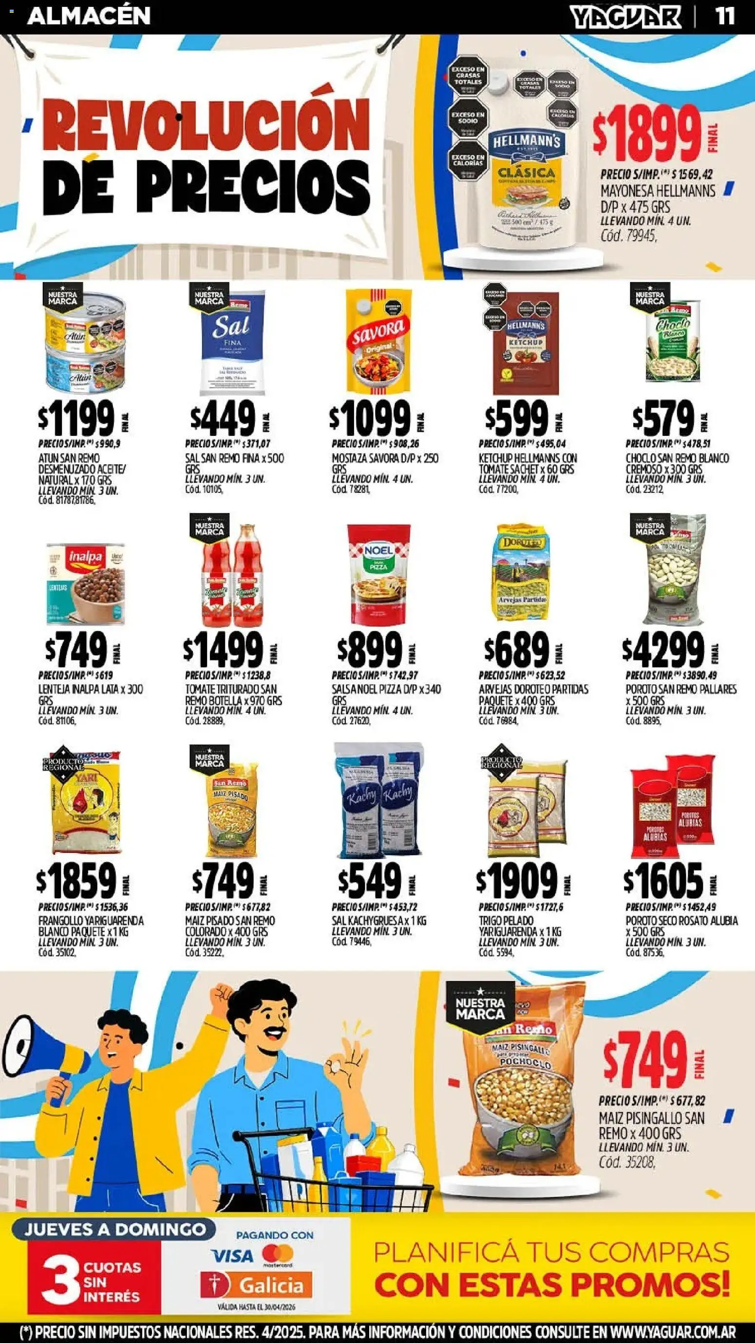 Yaguar - Oferta Semanal Jujuy │ válido desde el 25.05.2026 | Página: 11 | Productos: Mostaza, Arvejas, Sal, Pizza