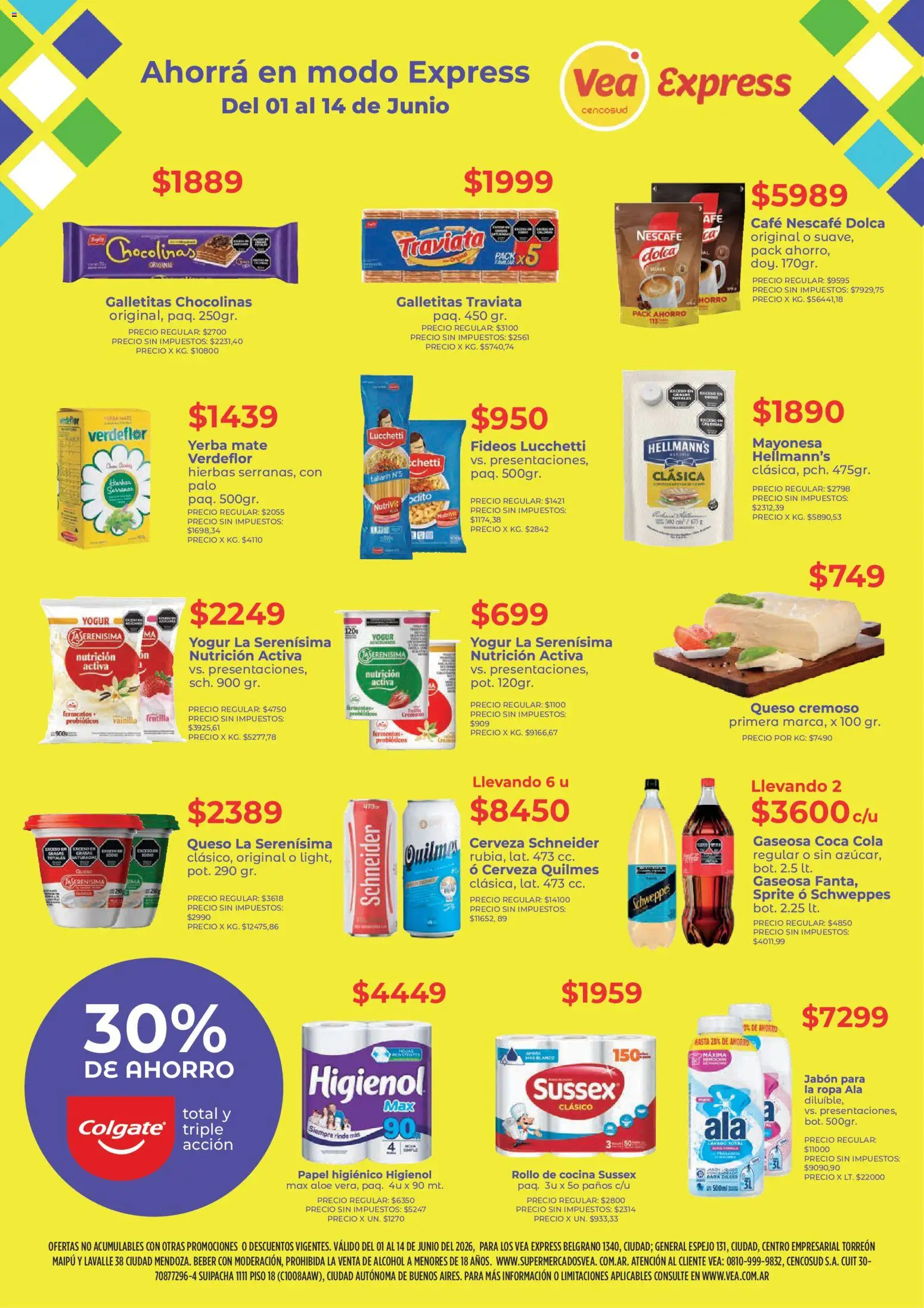 Vea - Ofertas Vea Express Mendoza │ válido desde el 01.06.2026 | Página: 1 | Productos: Mayonesa, Jabón, Ropa, Yogur