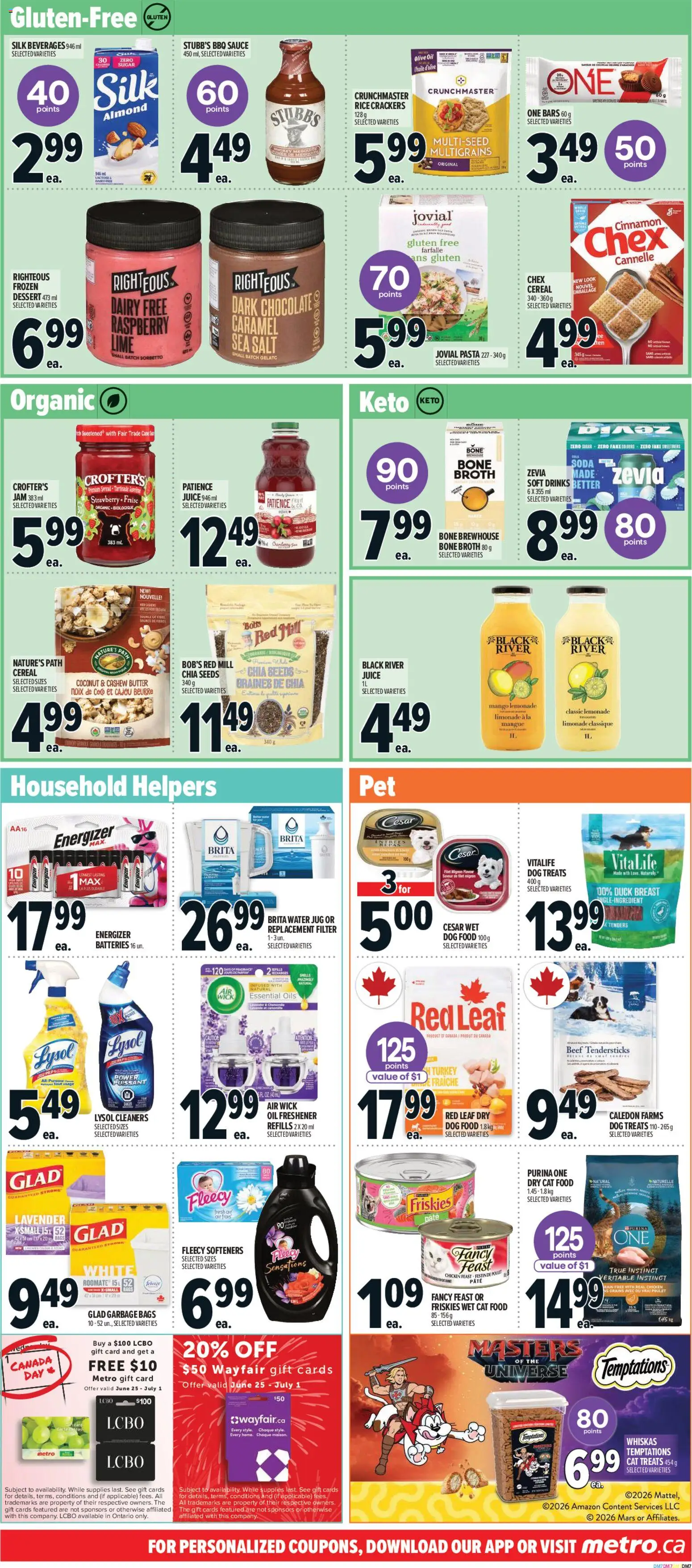 Metro flyer valid from Jun 25, 2026 | Page: 16 | Products: Pasta, Butter, Oil, Juice