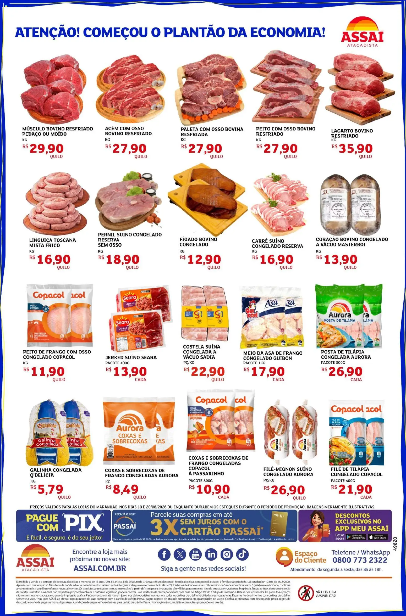 Assaí Atacadista Folheto - válido de 19/08/2026 | Página: 2 | Produtos: Asa de frango, Fígado, Telefone, Filé de tilápia