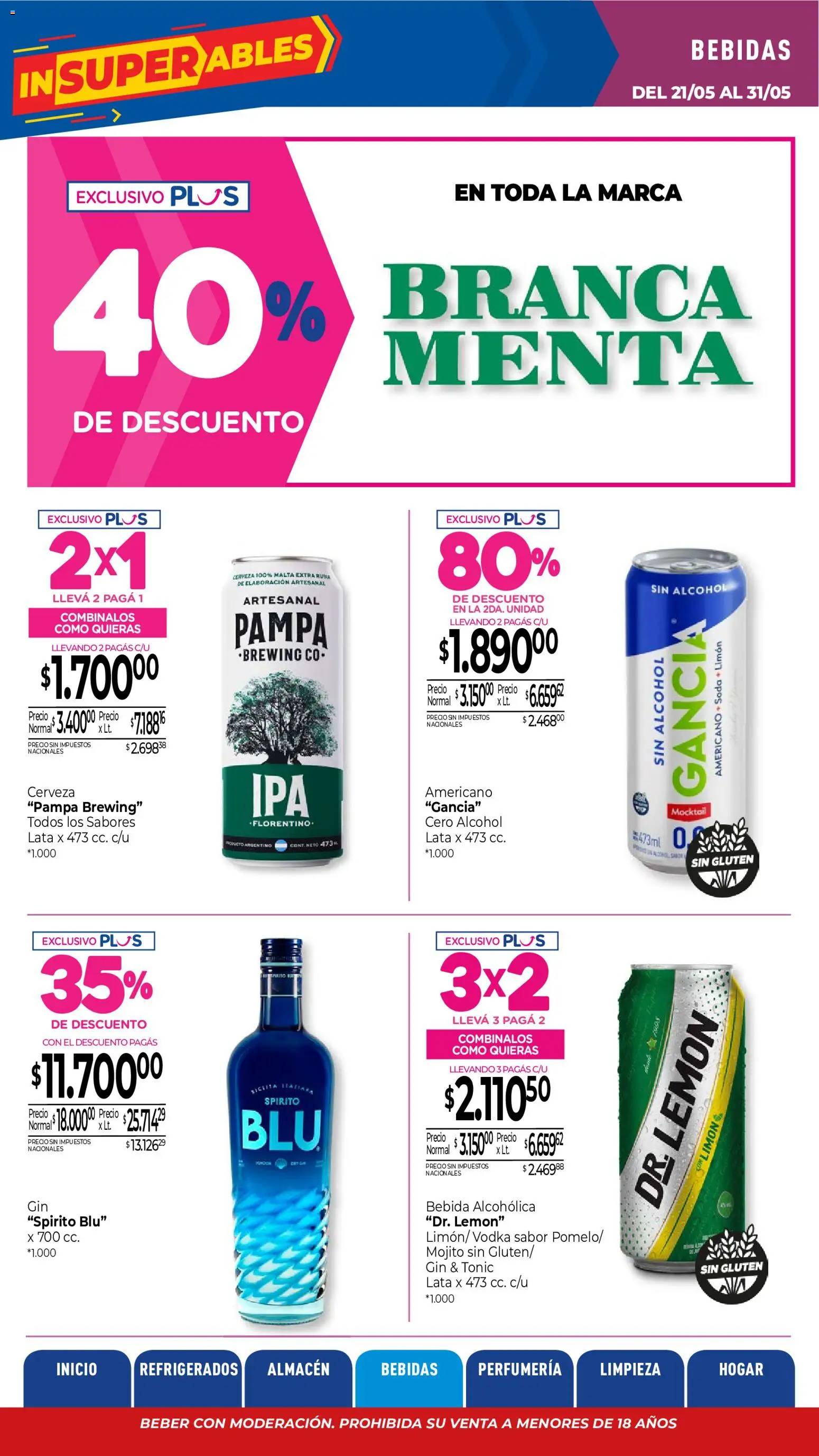 La Anonima catálogo │ válido desde el 21.05.2026 | Página: 17 | Productos: Vodka, Gin, Limón, Cerveza