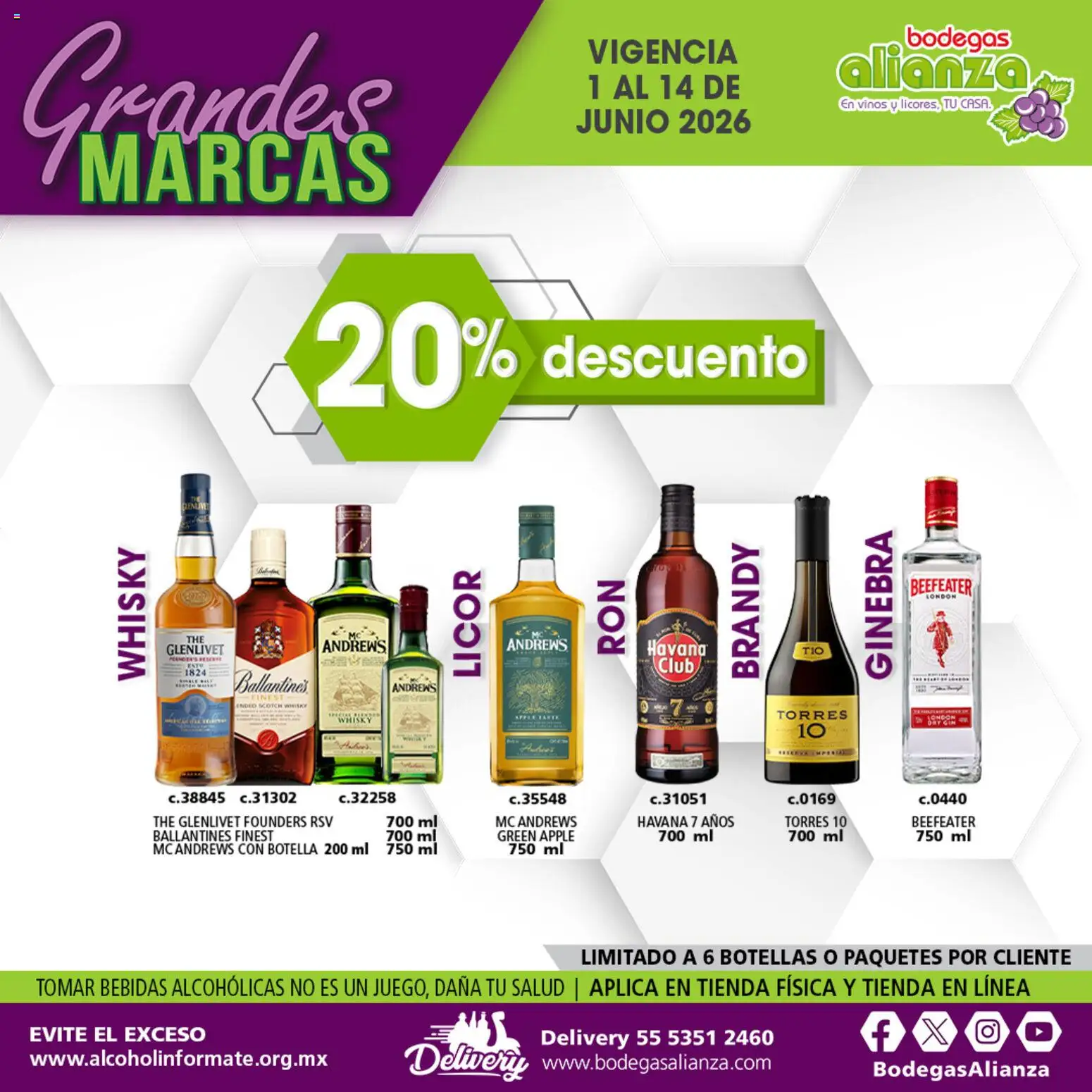 Nuevas ofertas de Bodegas Alianza válidas en toda la República Mexicana desde el 01.06.2026. ¡Encuentra las mejores ofertas en Bodegas Alianza catálogo Grandes Marcas! | Página: 4 | Productos: Ginebra, Botella, Whisky