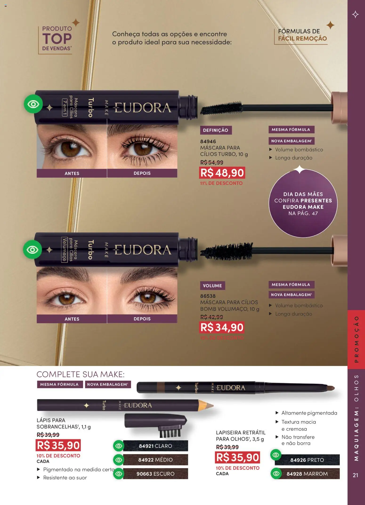 Eudora Folheto - válido de 01.04.2026 | Página: 29 | Produtos: Maquiagem, Máscara para cílios, Lápis, Lapiseira
