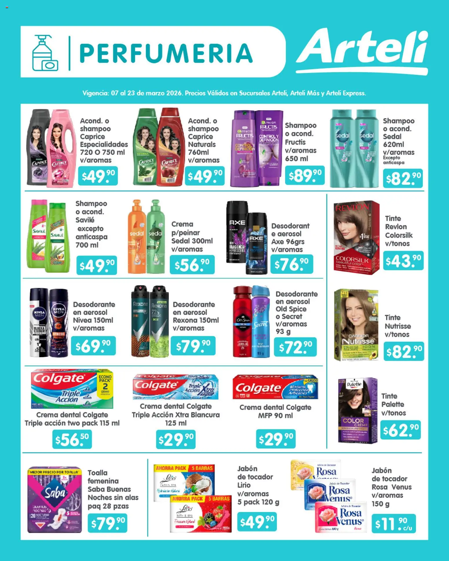Nuevas ofertas de Arteli válidas en toda la República Mexicana desde el 07.03.2026. ¡Encuentra las mejores ofertas en Arteli folleto Quincenal! | Página: 14 | Productos: Desodorante, Crema, Toalla, Fragancia