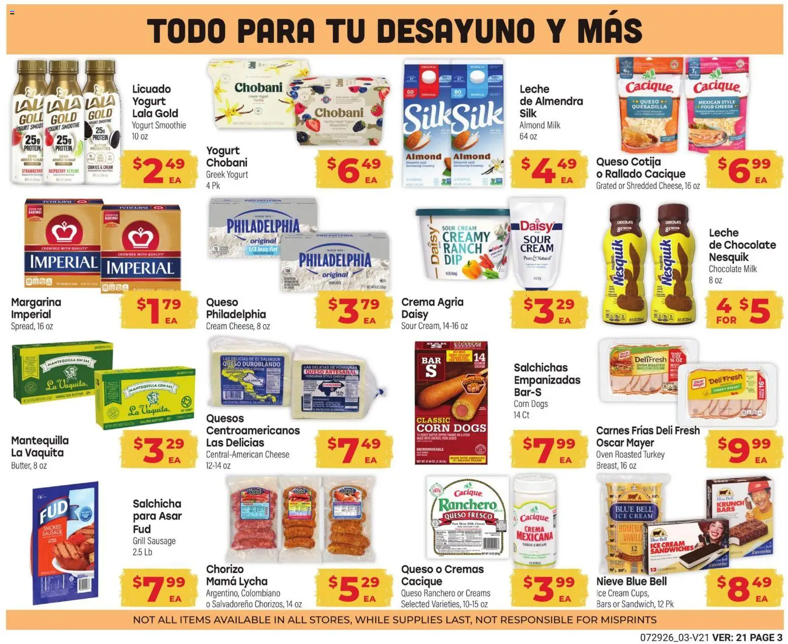 El Rancho Monthly Ad - valid from 07/29/2026 | Page: 3 | Products: Turkey, Yogurt, Ice cream, Sausage