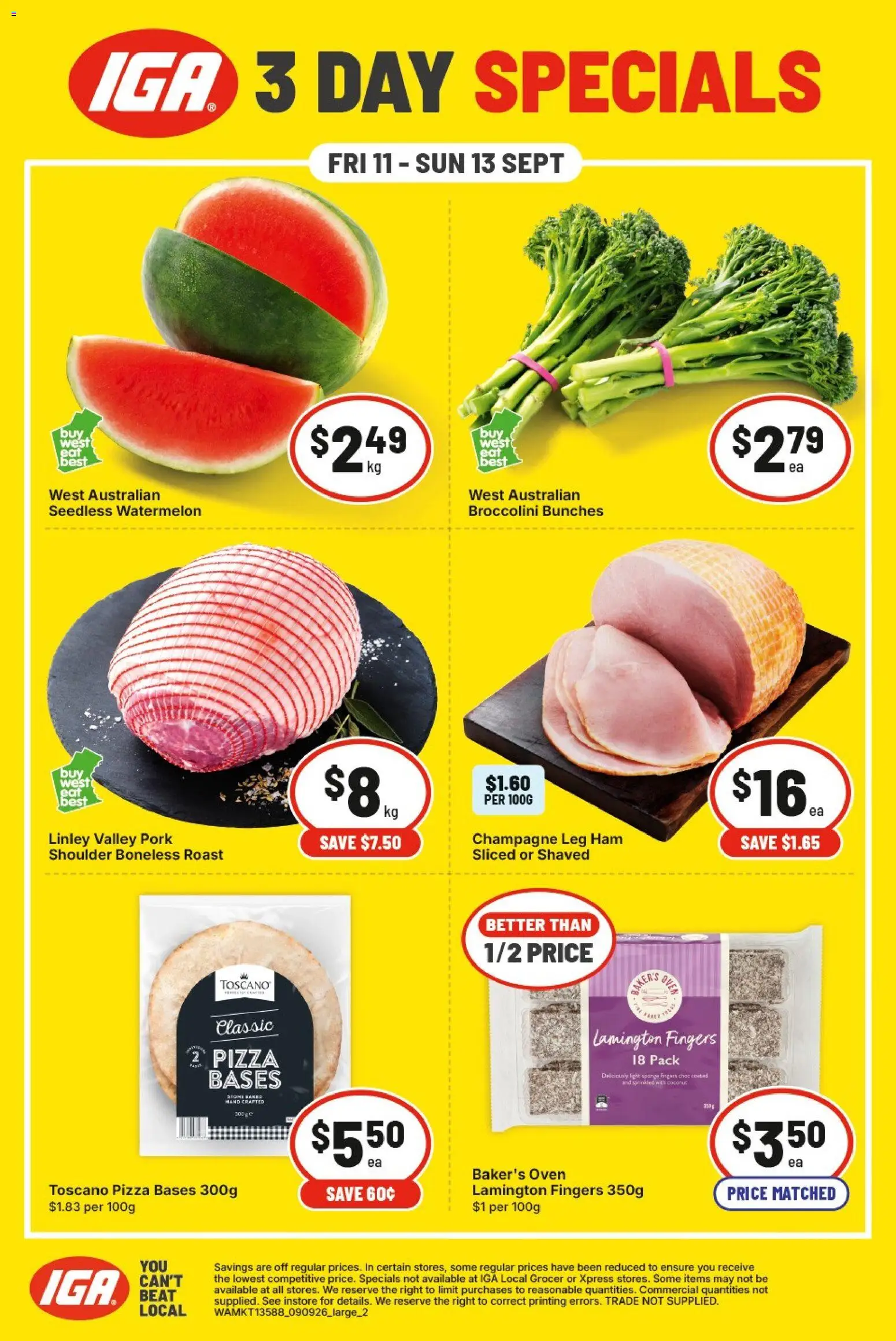 IGA catalogue - valid from 11/09/2026 | Page: 2 | Products: Ham, Seedless watermelon, Watermelon, Roast