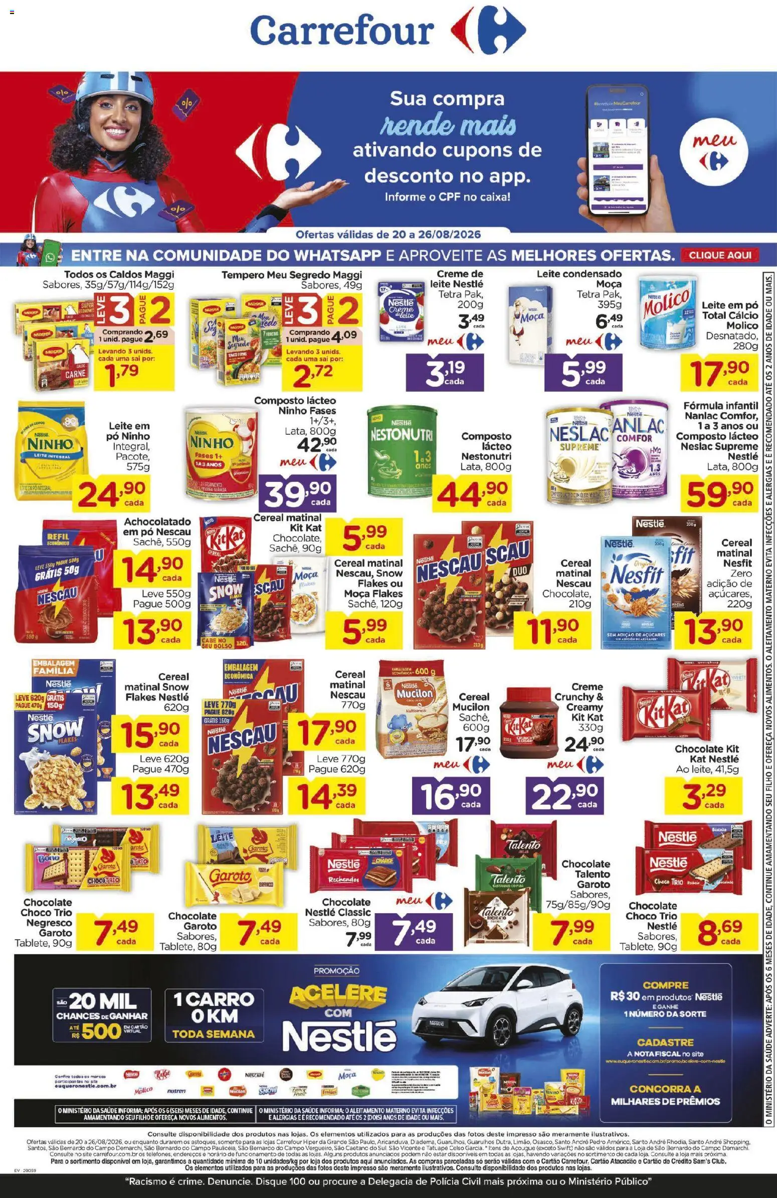 Carrefour Folheto - válido de 20/08/2026 | Página: 4 | Produtos: Leite, Cálcio, Mucilon, Leite em pó