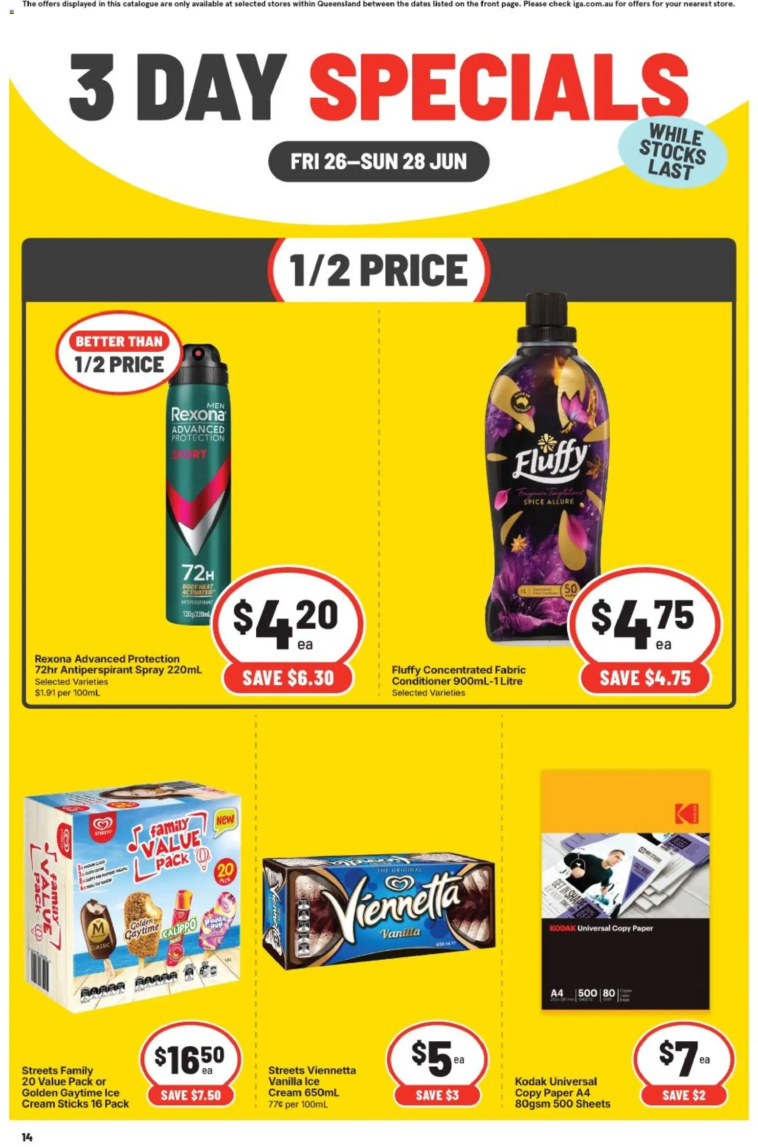 IGA catalogue - valid from 26/06/2026 | Page: 4 | Products: Conditioner, Antiperspirant, Cream