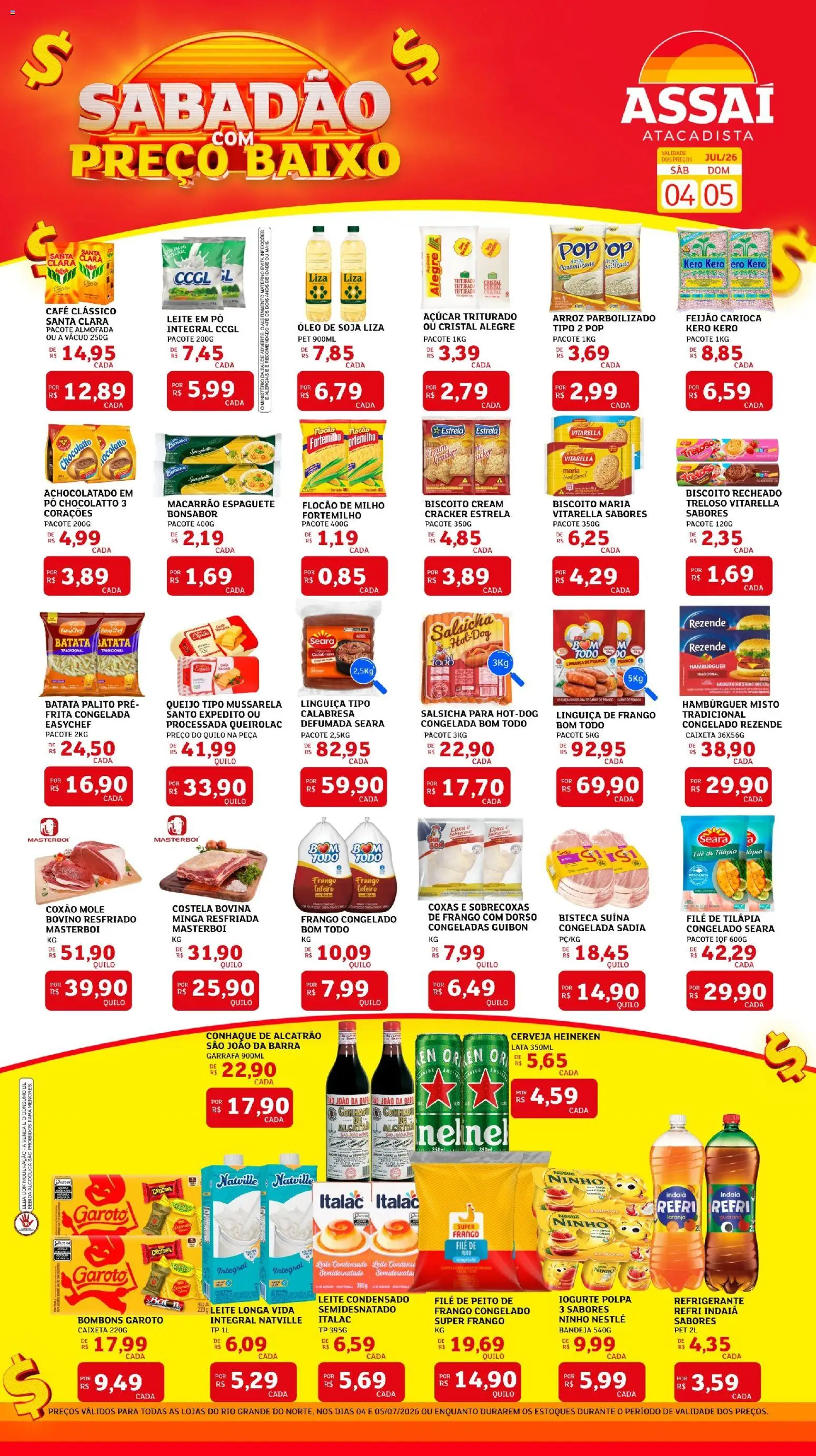 Assaí Atacadista Folheto - válido de 04/07/2026 | Página: 1 | Produtos: Almofada, Salsicha, Óleo, Hambúrguer