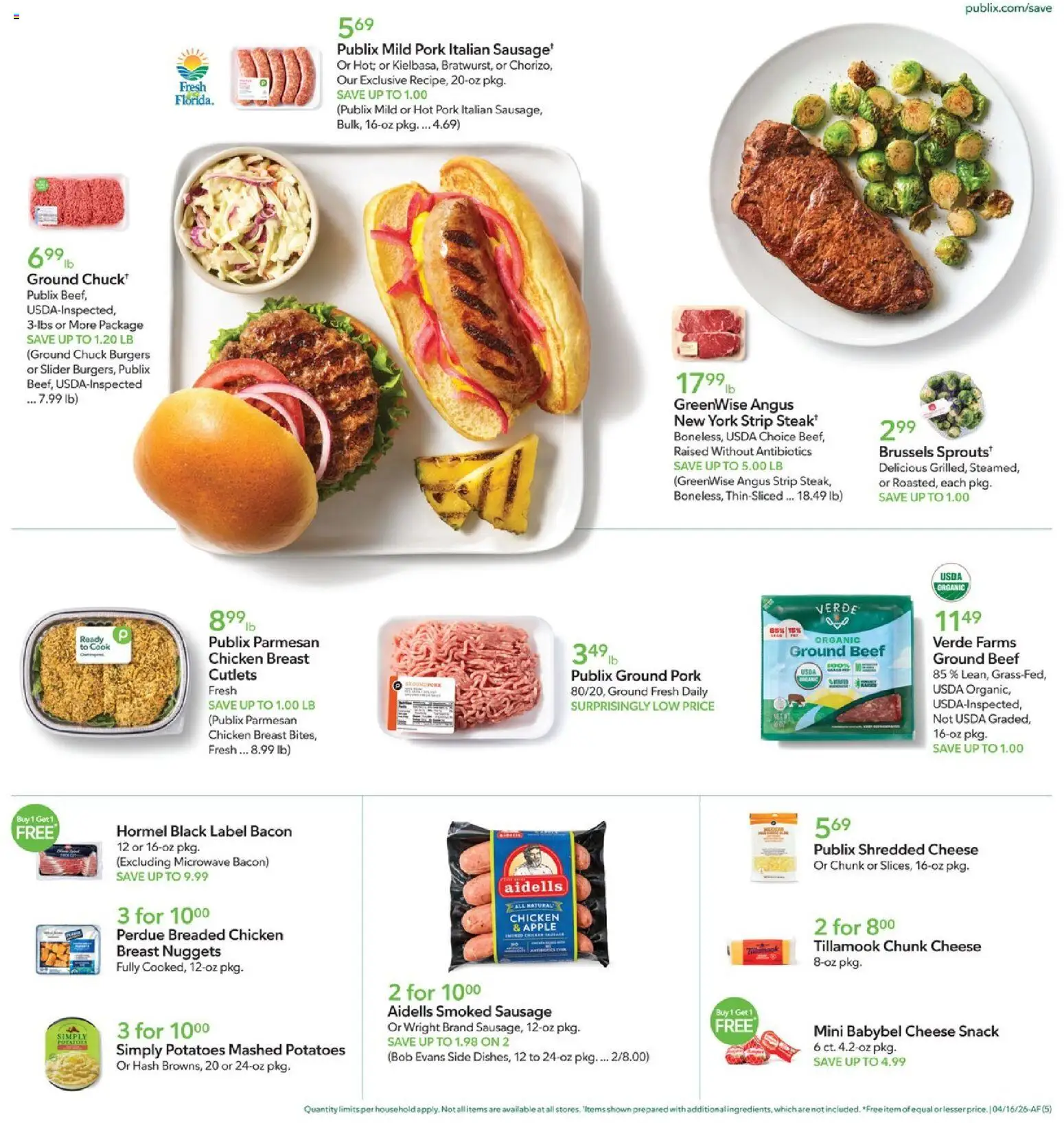 Publix Weekly Ad - valid from 15.04.2026 | Page: 5 | Products: Cheese, Microwave, Pork, Potatoes