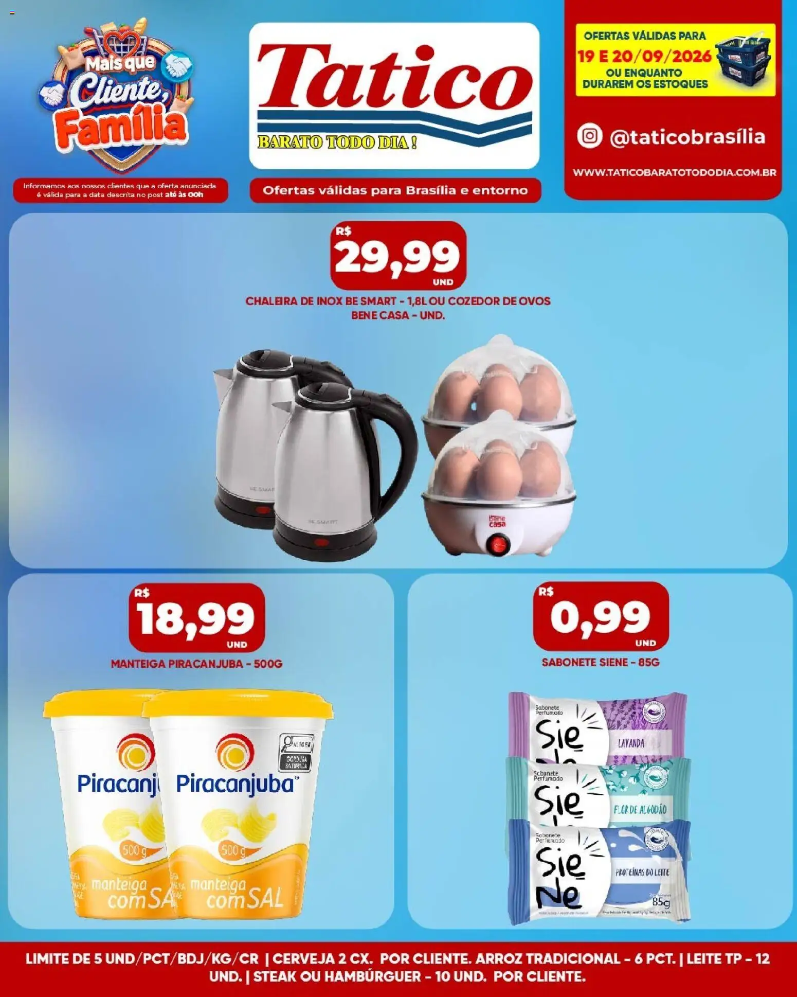 Tatico Folheto - válido de 19/09/2026 | Página: 12 | Produtos: Chaleira, Leite, Cerveja, Hambúrguer
