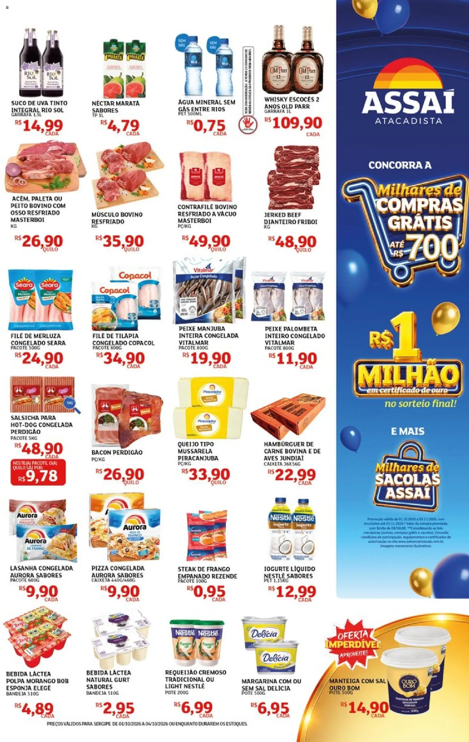 Assaí Atacadista Folheto - válido de 01/10/2026 | Página: 3 | Produtos: Suco, Carne, Lasanha, Sal