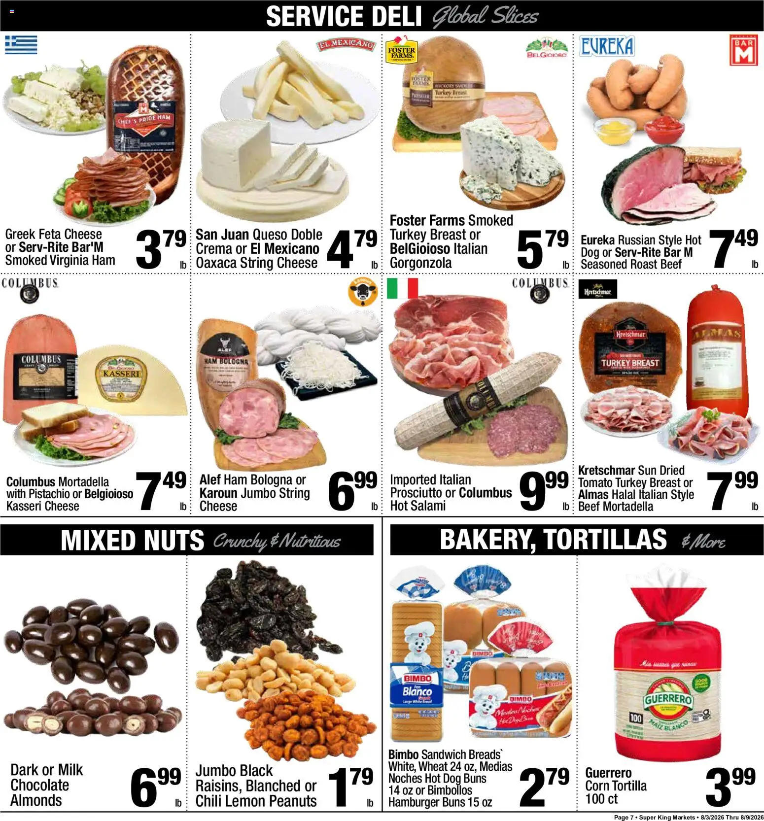 Super King Ad - valid from 08/03/2026 | Page: 7 | Products: Milk, Cheese, Ham, Nuts