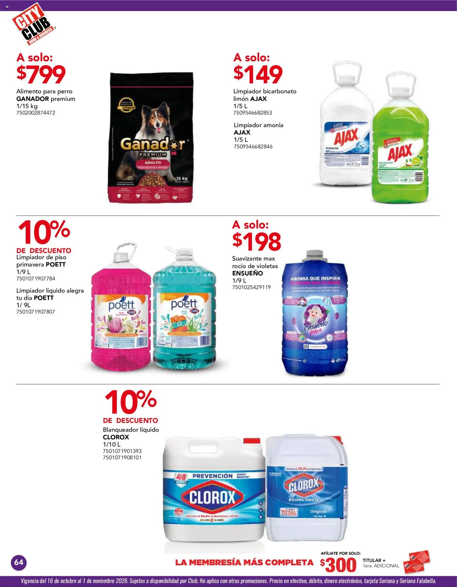 Nuevas ofertas de City Club válidas en toda la República Mexicana desde el 01/10/2026. ¡Encuentra las mejores ofertas en City Club catálogo! | Página: 64