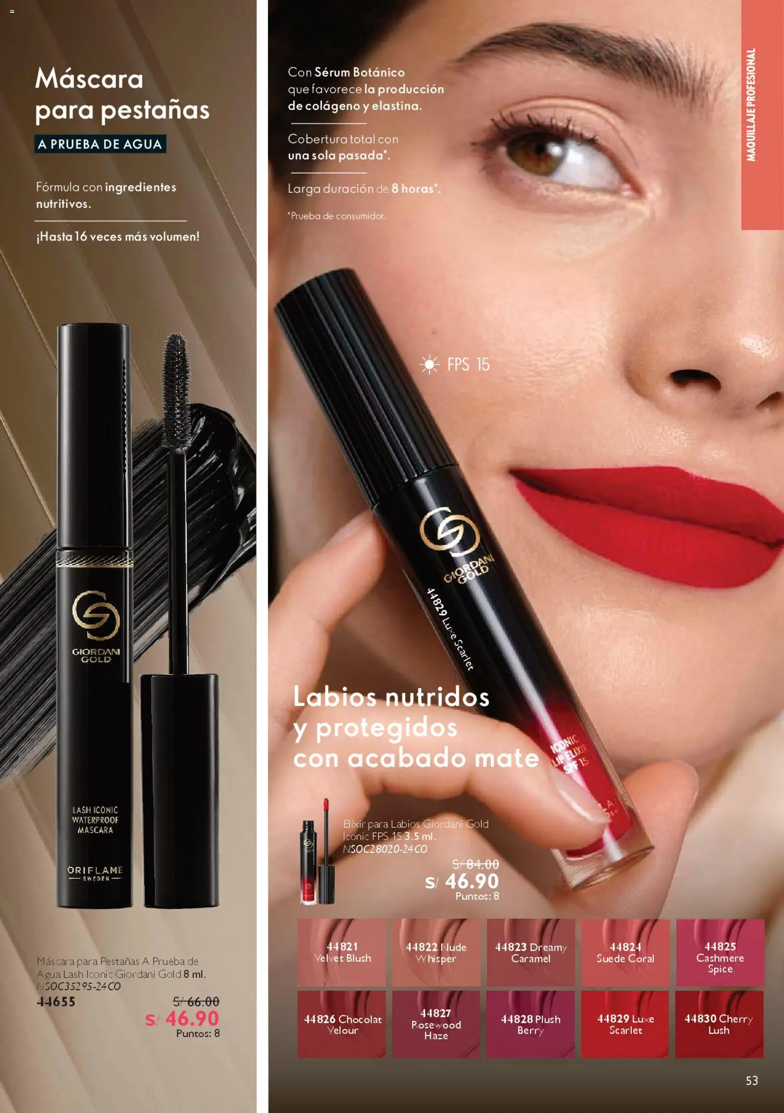 Catálogo Oriflame válido desde 28/03/2026 | Página: 53 | Productos: Máscara, Ingredientes, Agua, Maquillaje