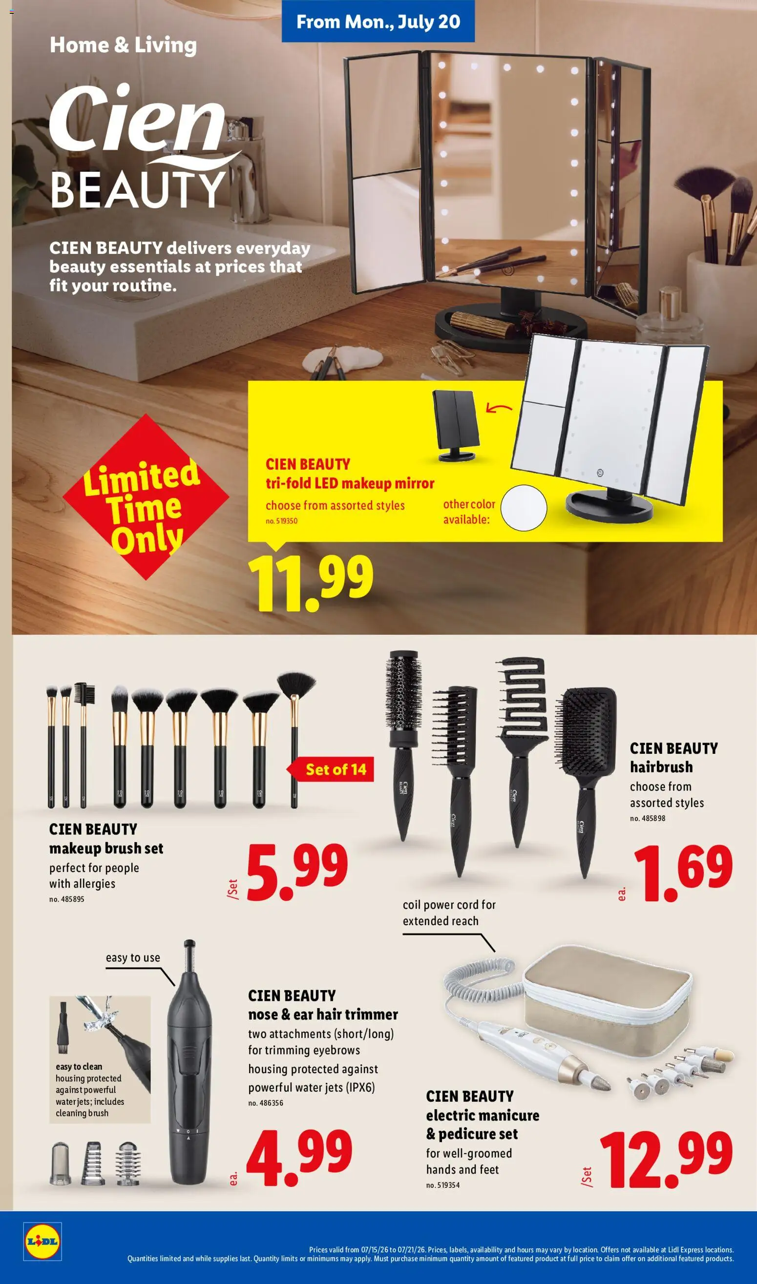 Lidl Weekly Ad - valid from 07/15/2026 | Page: 40 | Products: Trimmer, Mirror, Brush, Water
