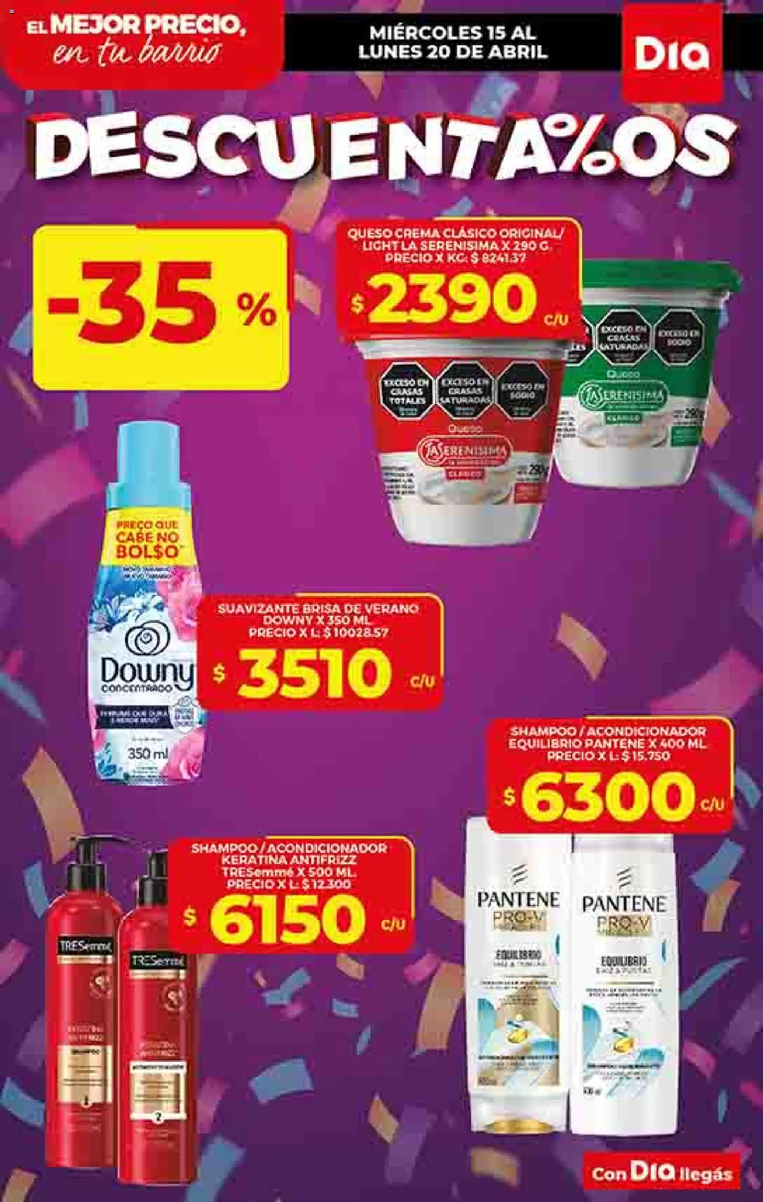 Supermercado DIA Ofertas │ válido desde el 15.04.2026 | Página: 9 | Productos: Queso crema, Bolso, Suavizante, Crema