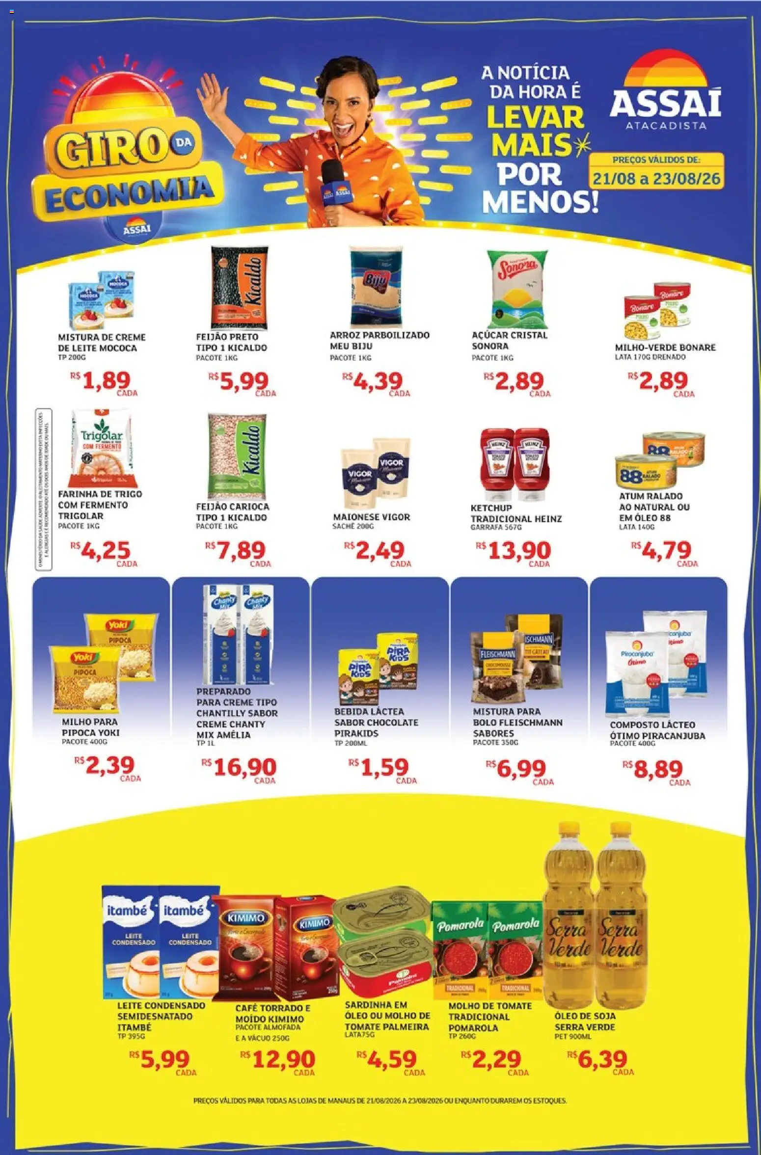 Assaí Atacadista Folheto - válido de 21/08/2026 | Página: 1 | Produtos: Tomate, Feijão, Molho de tomate, Bebida