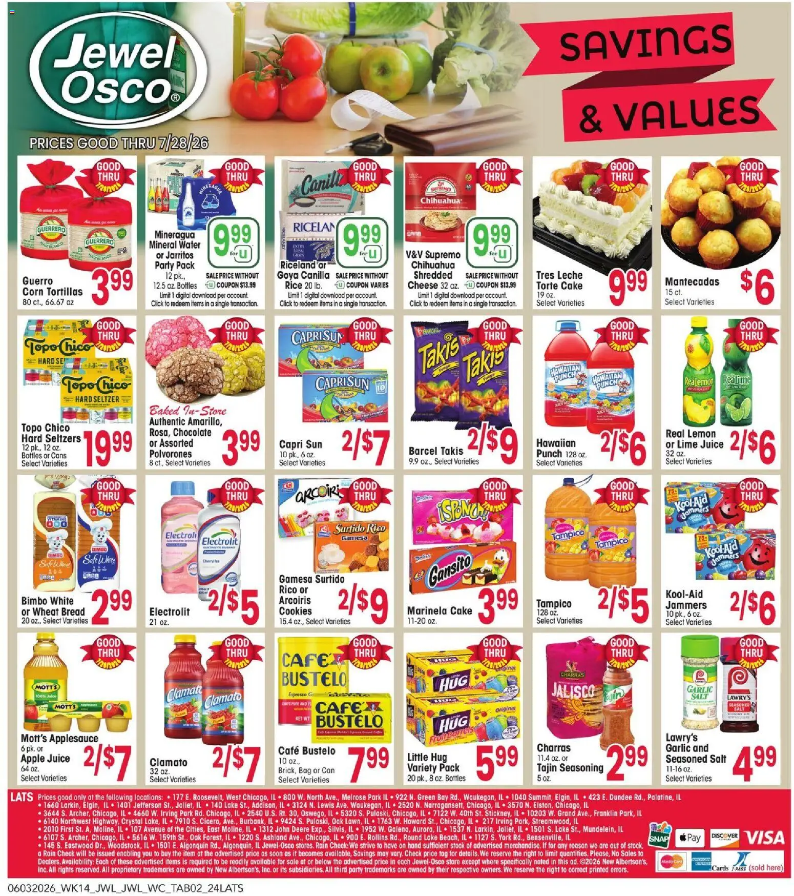 Jewel Osco Savings&Values - valid from 03.06.2026 | Page: 2 | Products: Corn, Juice, Rice, Garlic