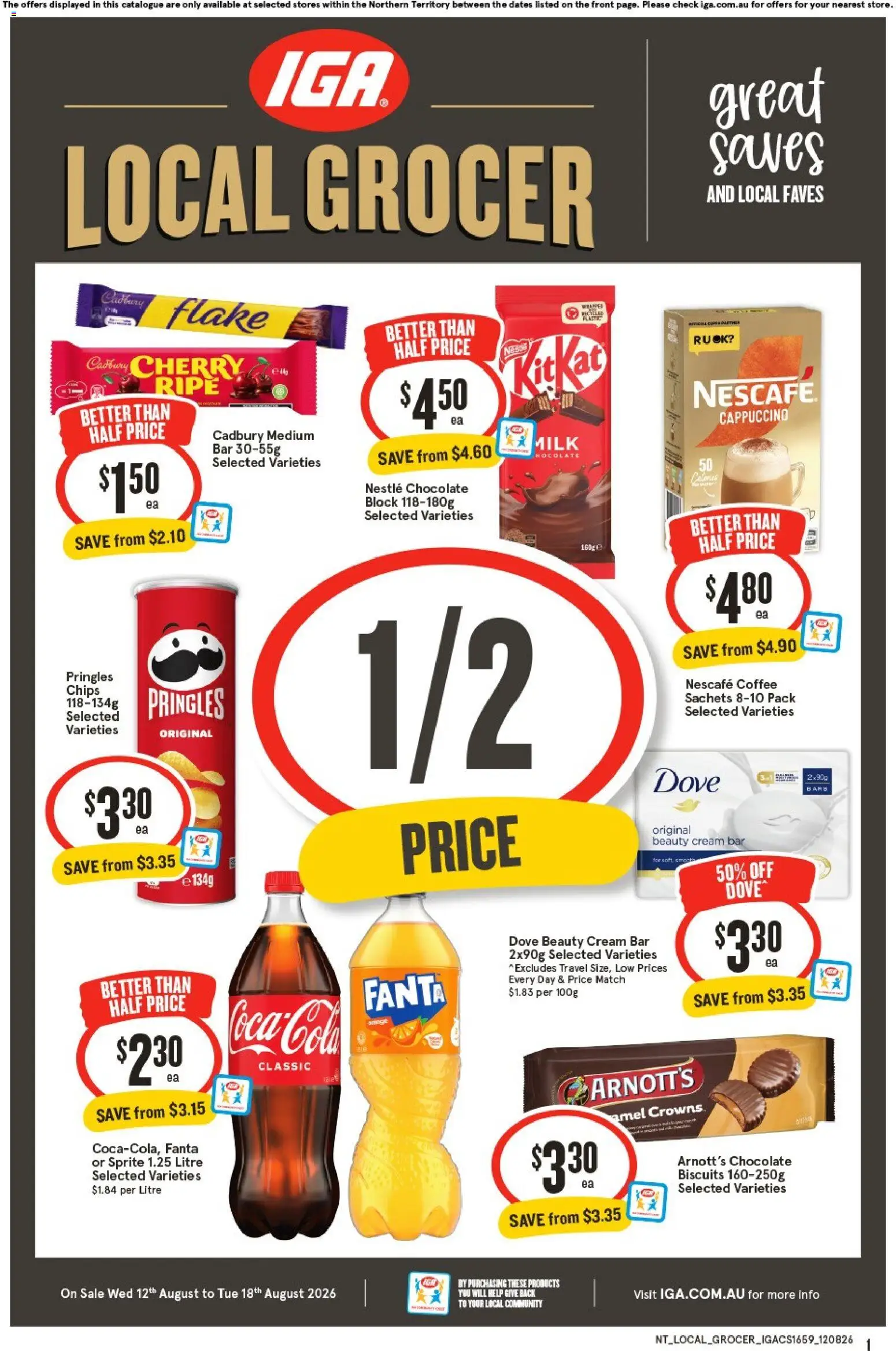 IGA catalogue - valid from 12/08/2026 | Page: 1 | Products: Sachets, Cream, Nescafe, Fanta