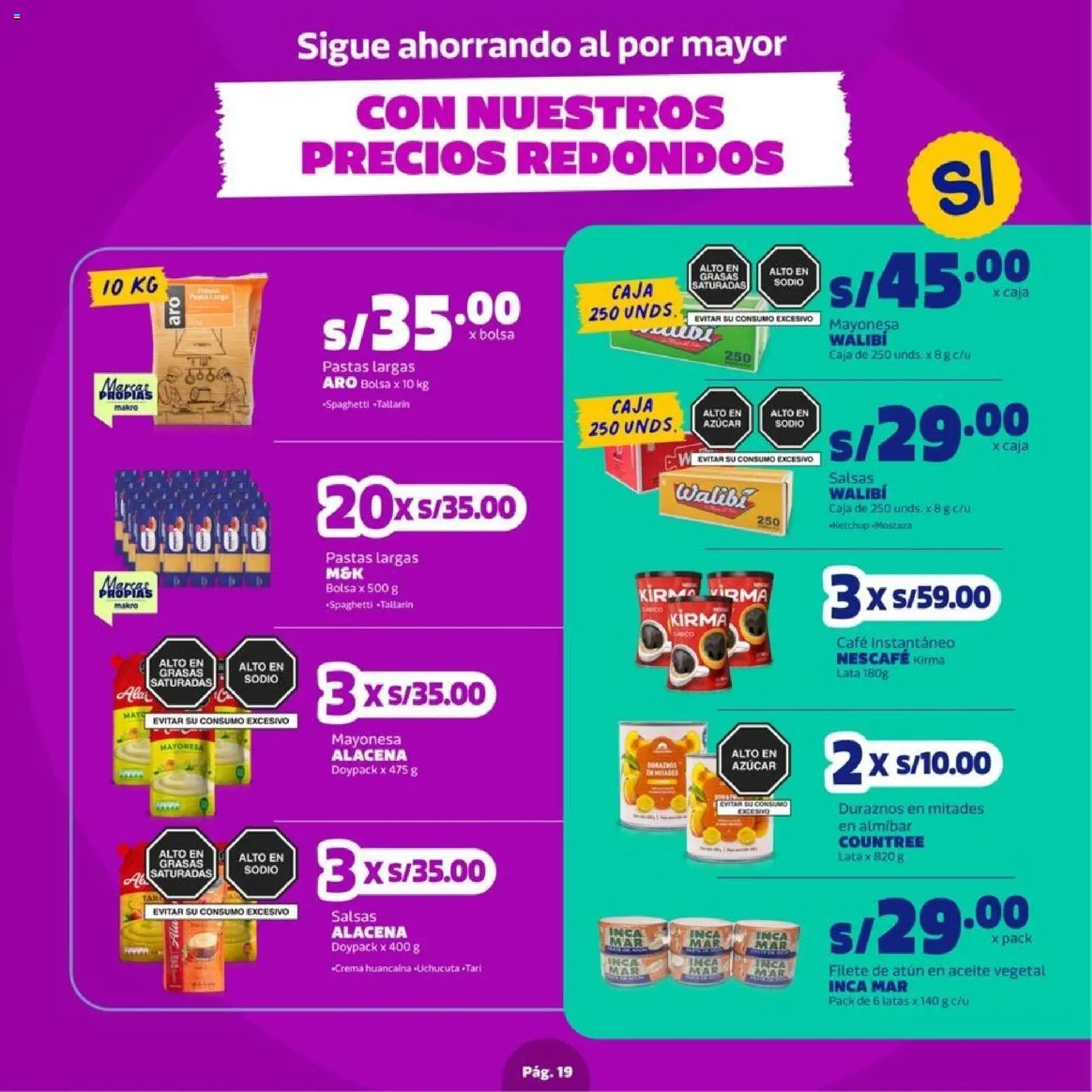 Catálogo Makro válido desde 27/08/2026 | Página: 19 | Productos: Atún, Caja, Salsas, Azúcar