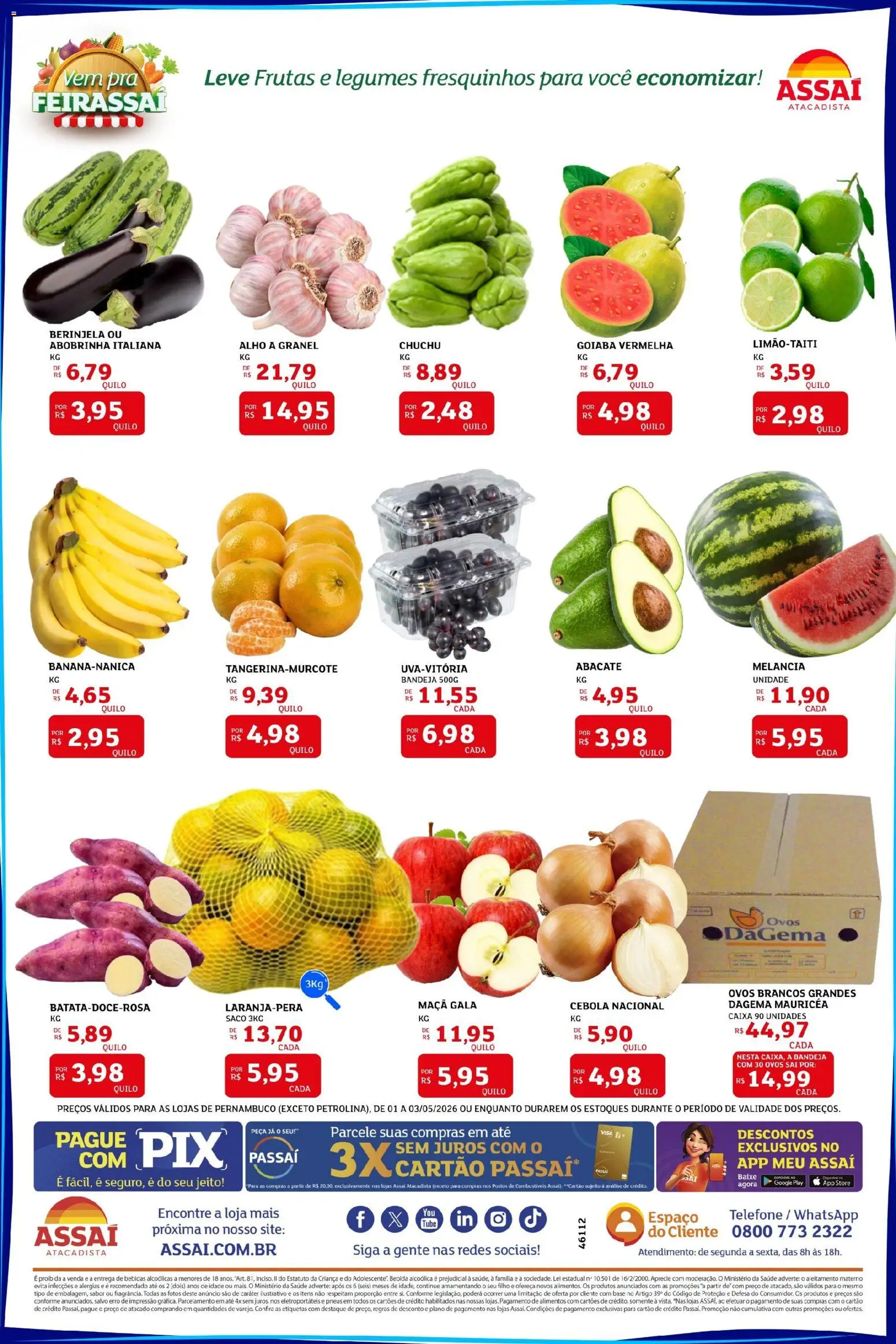 Assaí Atacadista Folheto - válido de 01.05.2026 | Página: 3 | Produtos: Goiaba, Caixa, Pneus, Base