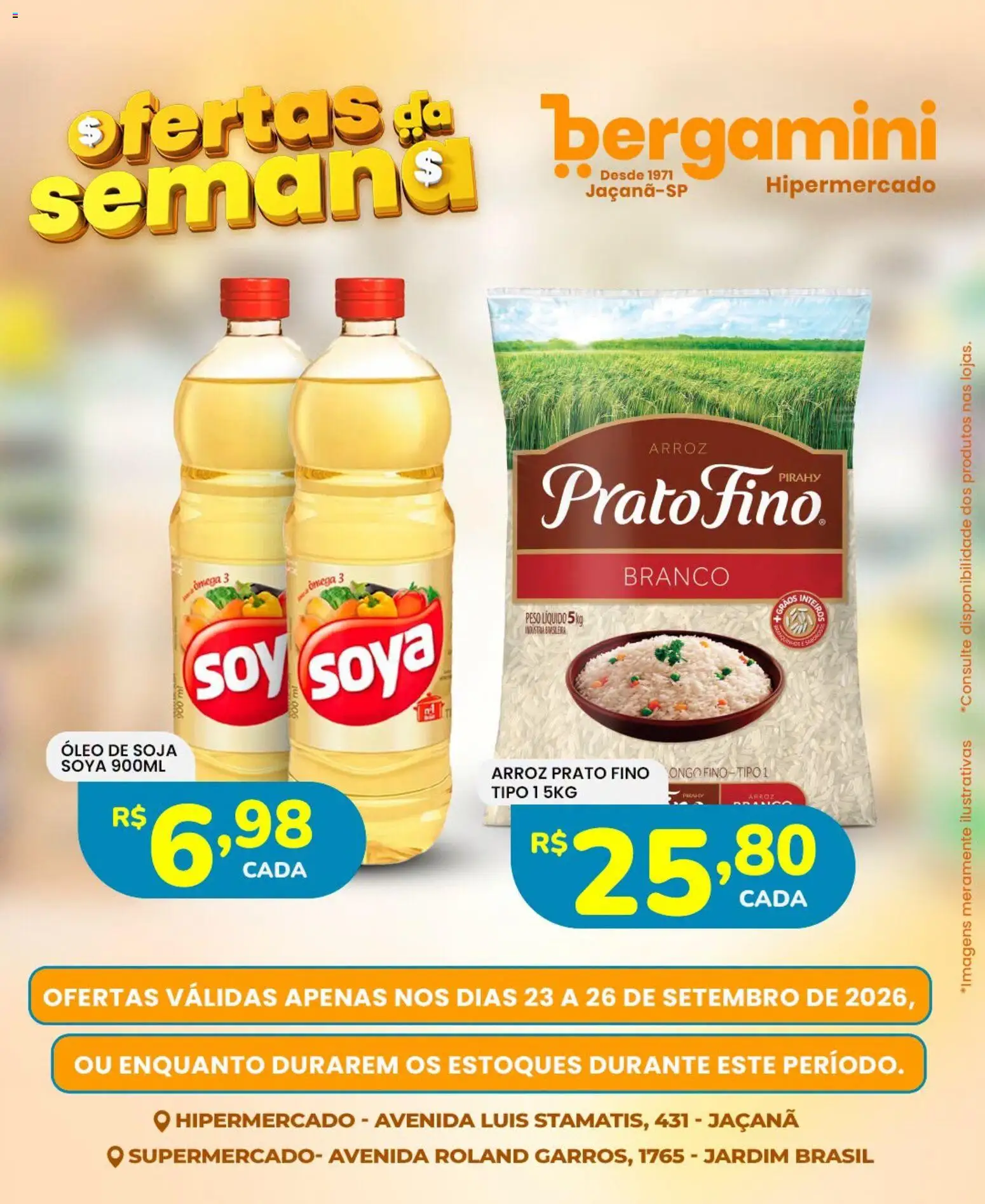 Supermercado Bergamini Folheto - válido de 23/09/2026 | Página: 4 | Produtos: Ômega 3, Arroz, Ômega, Soja
