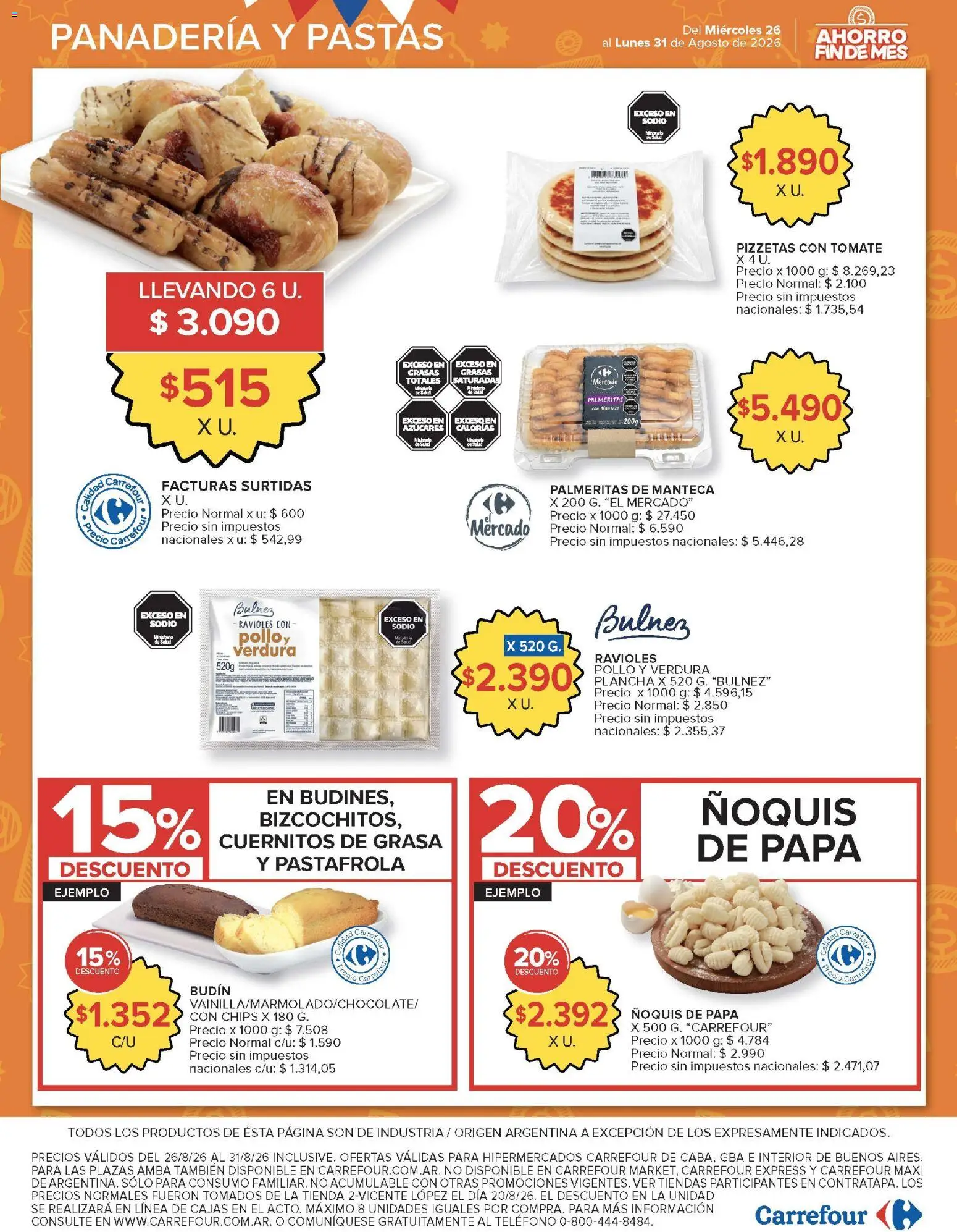 Carrefour ofertas │ válido desde el 26/08/2026 | Página: 7 | Productos: Pollo, Papa, Budín, Plancha