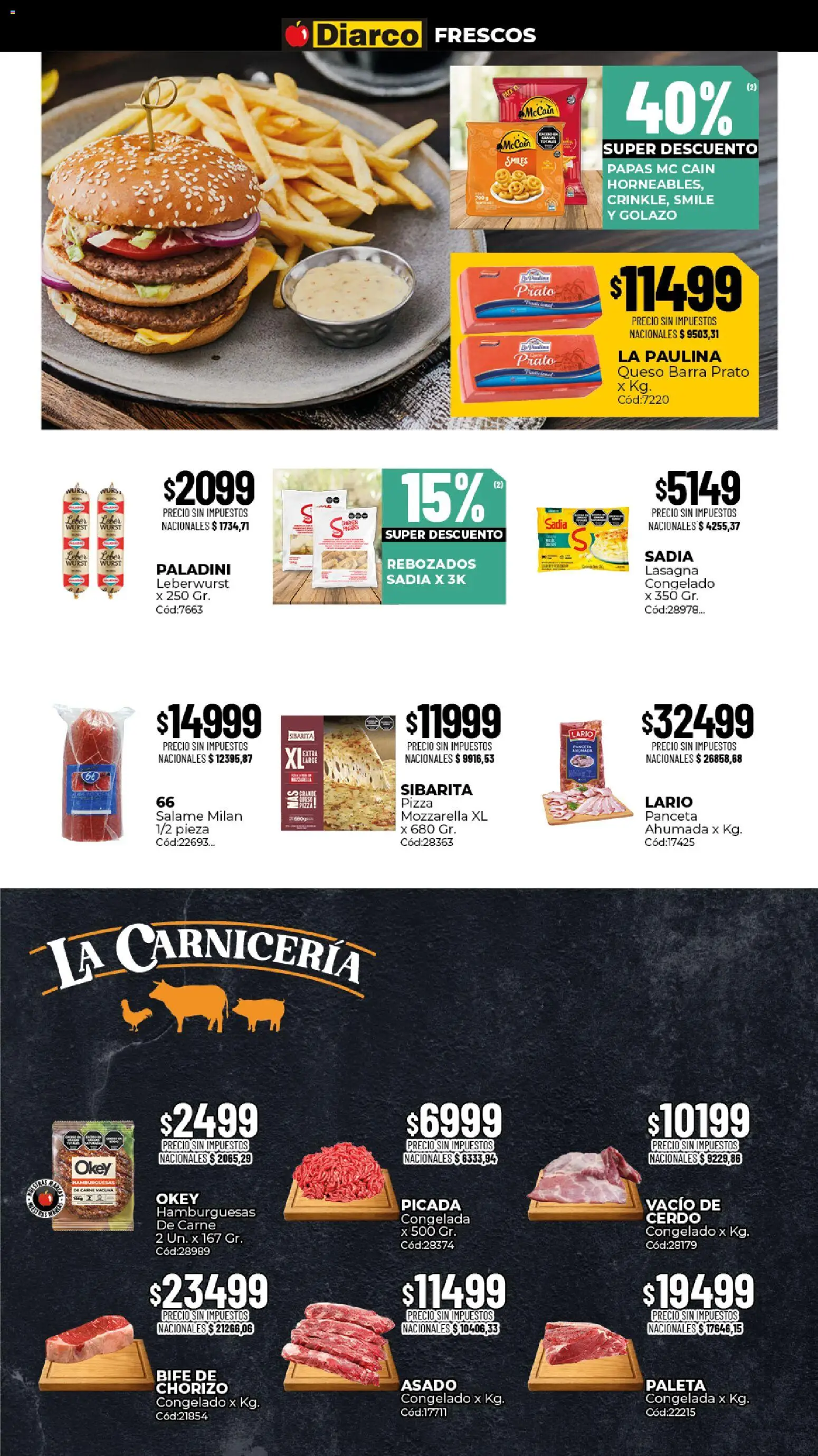 Diarco - Ofertas Santiago Del Estero │ válido desde el 24/08/2026 | Página: 10 | Productos: Panceta, Carne, Papas, Pizza