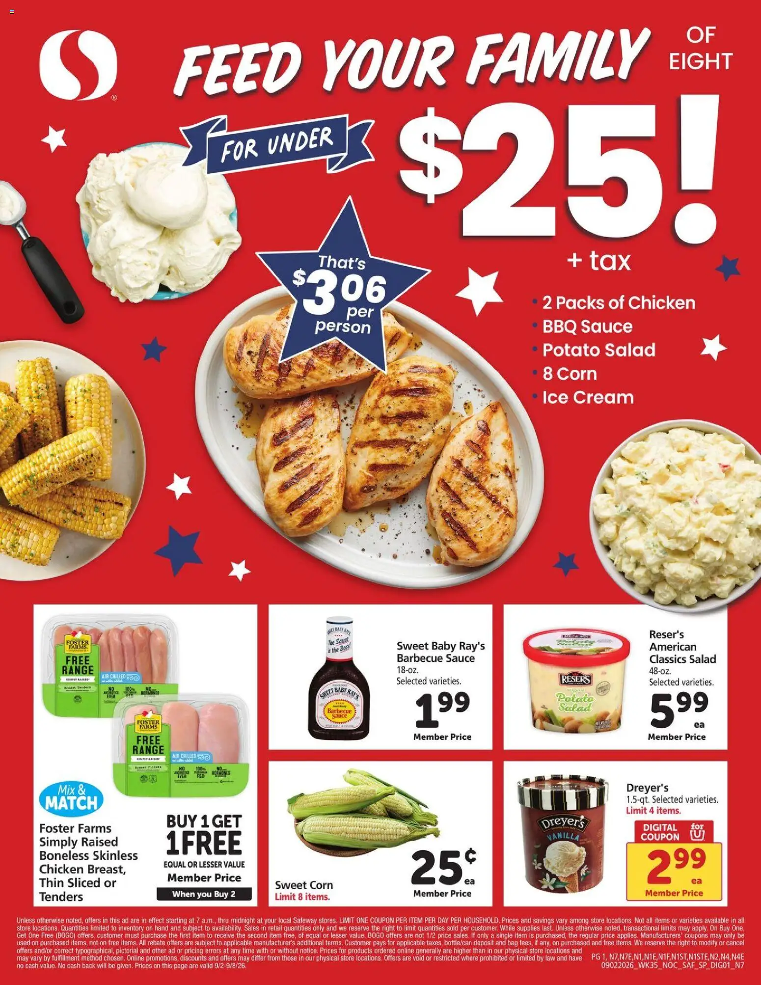 Safeway Ad - valid from 09/02/2026 | Page: 1 | Products: Corn, Ice cream, Sauce, Vanilla