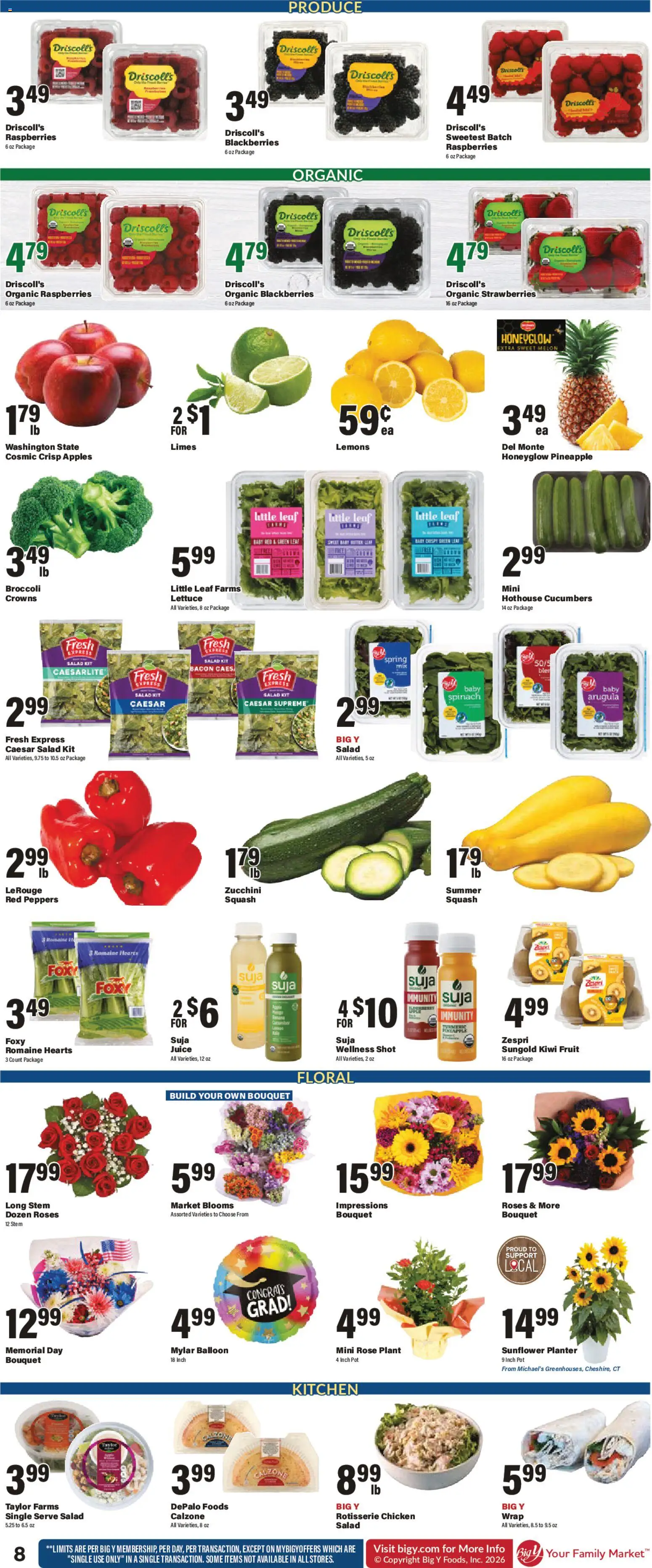 Big Y Weekly Ad - valid from 21.05.2026 | Page: 8 | Products: Turmeric, Juice, Strawberries, Cucumbers
