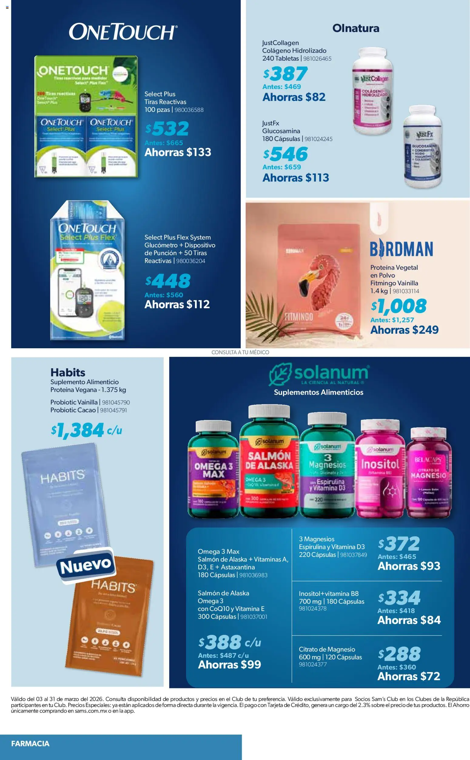 Nuevas ofertas de Sam's Club válidas en toda la República Mexicana desde el 03/03/2026. ¡Encuentra las mejores ofertas en Sam's Club catálogo! | Página: 16 | Productos: Salmón, Cápsulas, Omega, Sobre