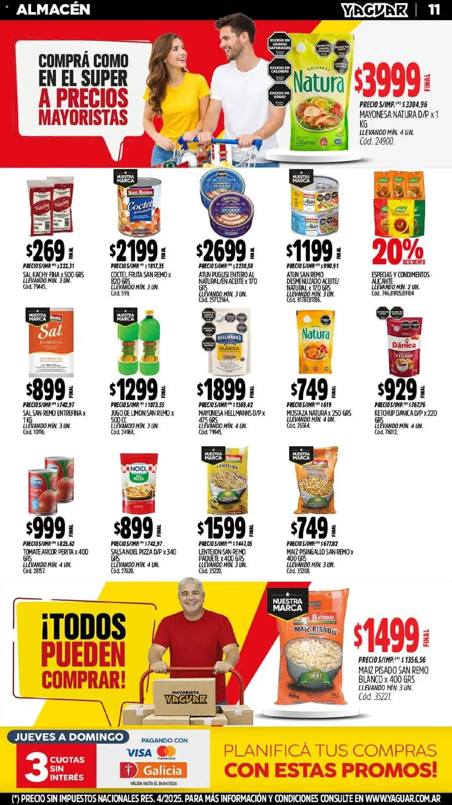 Yaguar - Oferta Semanal Jujuy │ válido desde el 11.05.2026 | Página: 11 | Productos: Sal, Tomate, Limón, Pizza