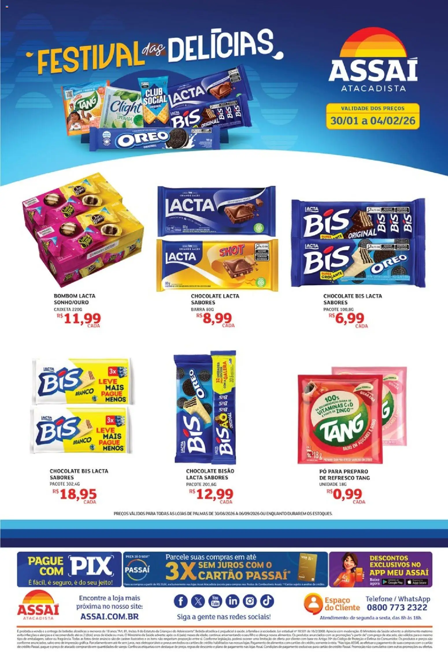 Assaí Atacadista Folheto - válido de 30/08/2026 | Página: 1 | Produtos: Pó, Refresco, Chocolate, Telefone