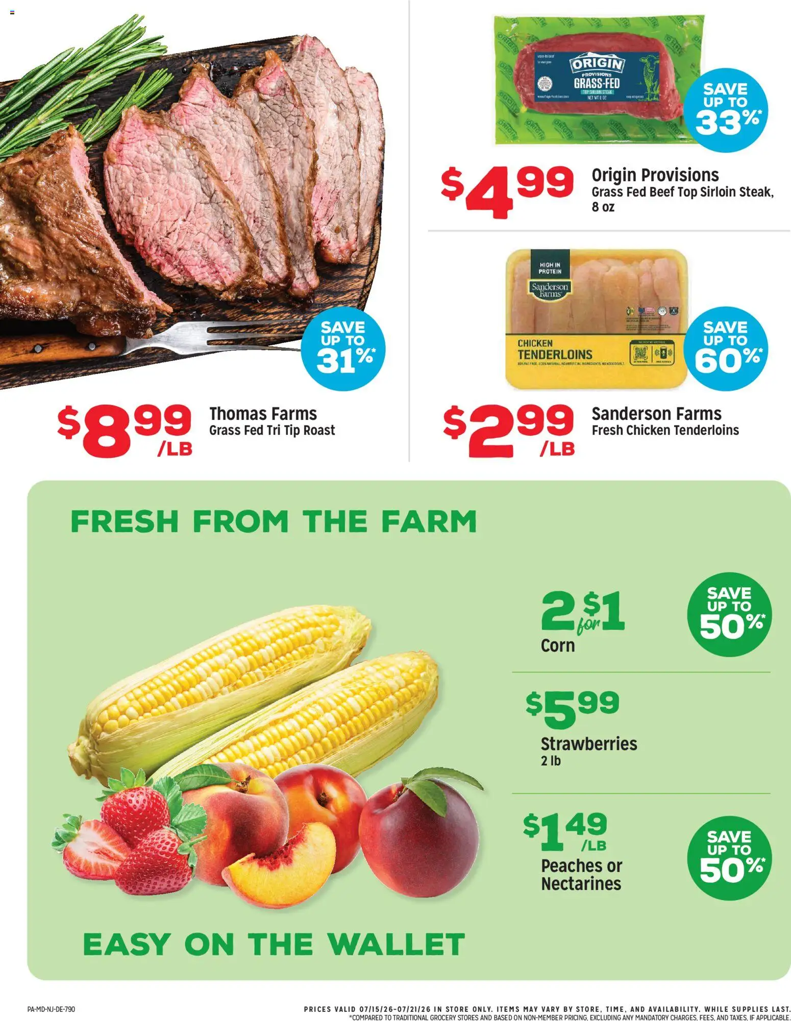 Grocery Outlet Weekly Ad - valid from 07/15/2026 | Page: 2 | Products: Peaches, Beef, Strawberries, Wallet