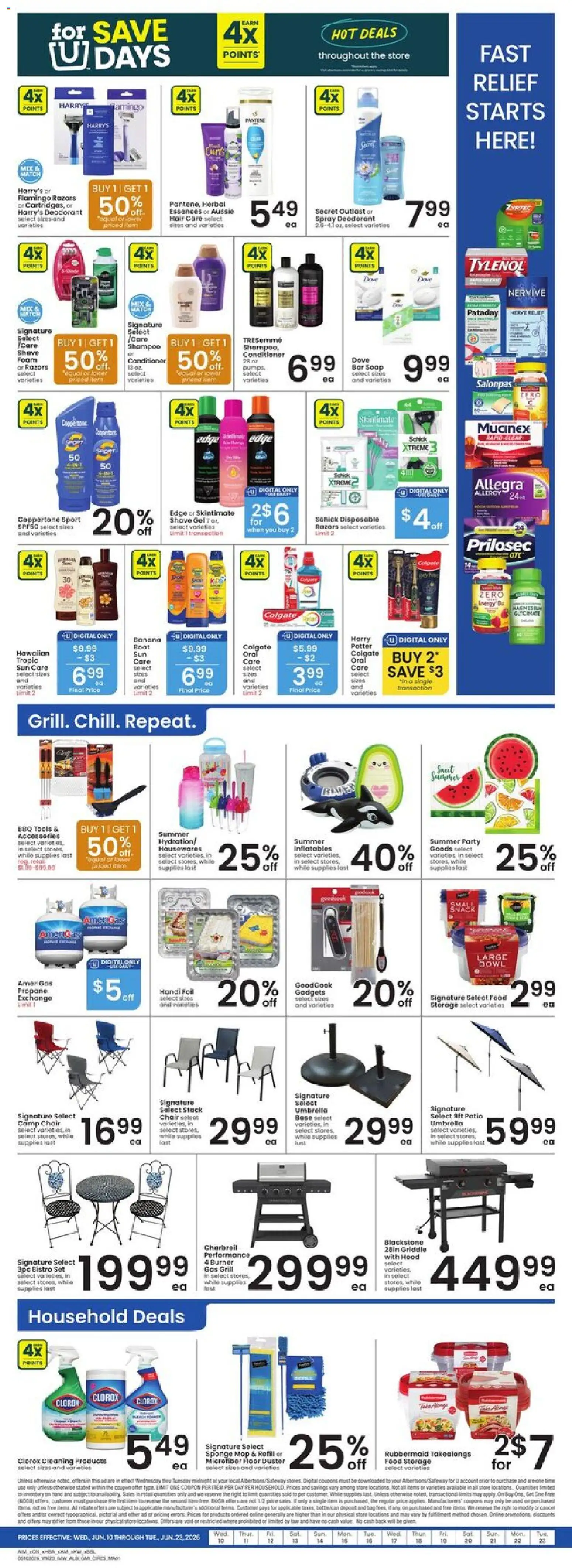 Albertsons Weekly Ad - valid from 17.06.2026 | Page: 6 | Products: Griddle, Soap, Sponge, Umbrella