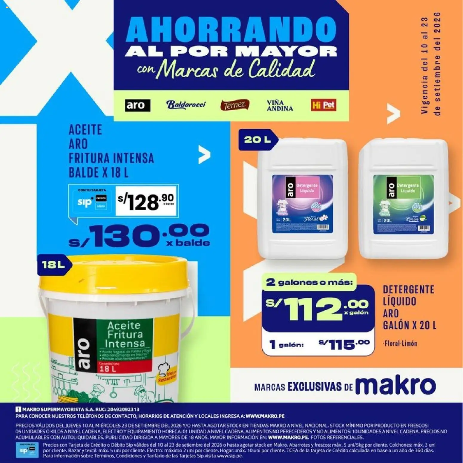 Catálogo Makro válido desde 10/09/2026 | Página: 1 | Productos: Aceite vegetal, Detergente, Aceite