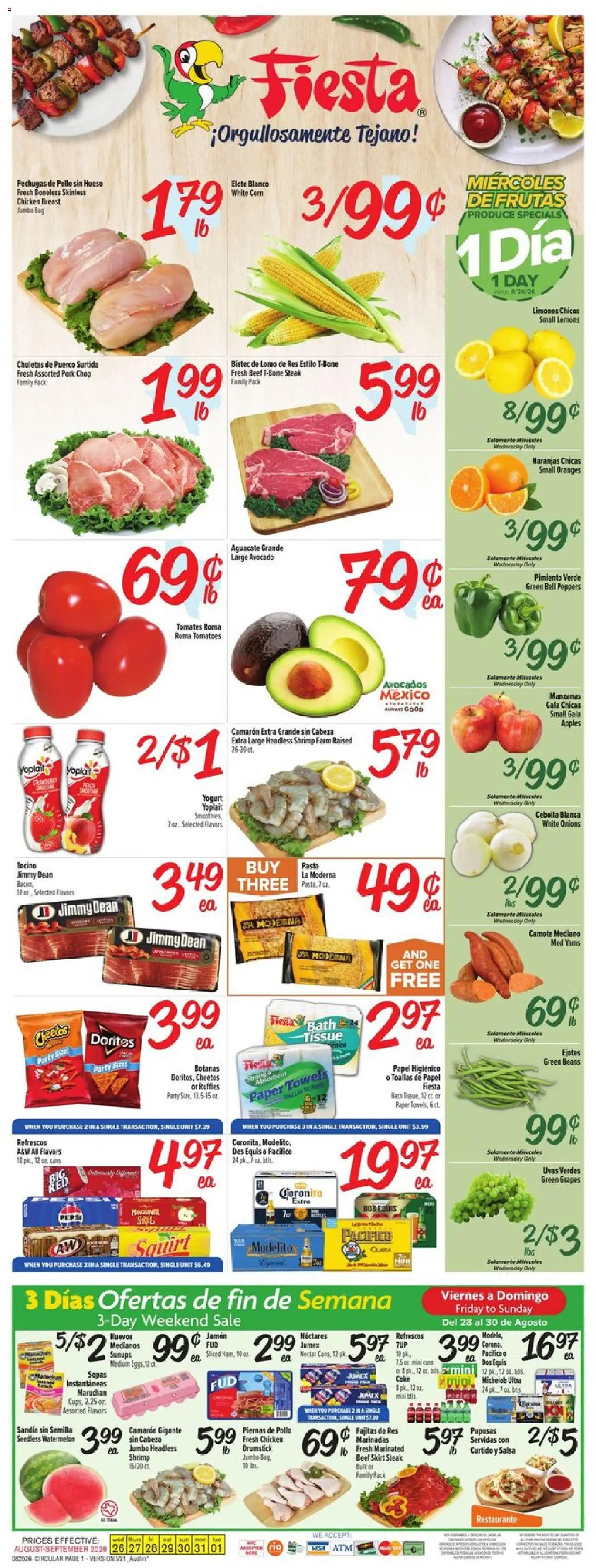 Fiesta Mart Weekly Ad - valid from 08/26/2026 | Page: 1 | Products: Lemons, Peppers, Bath, Paper towels