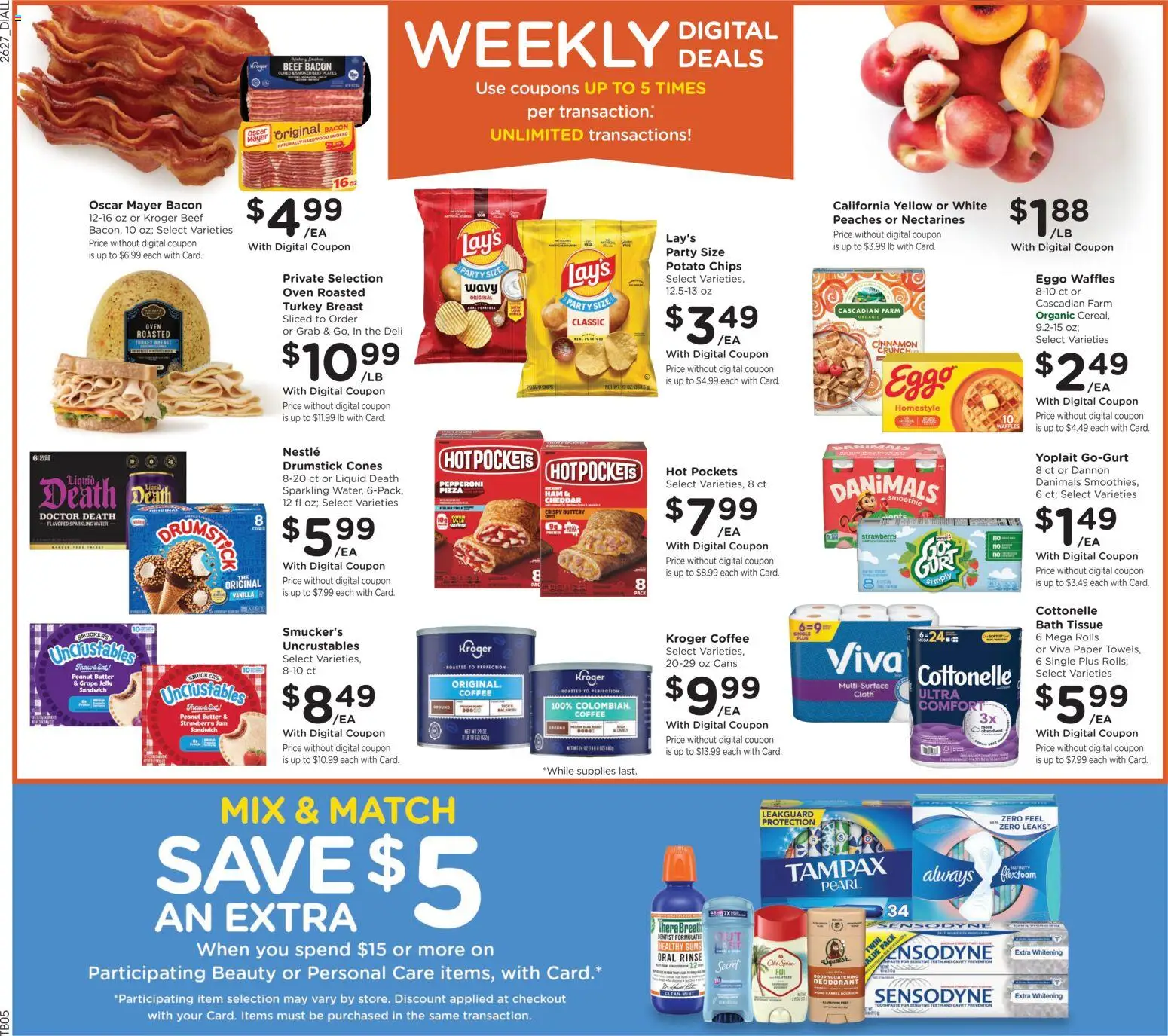 Dillons Weekly Ad - valid from 08/05/2026 | Page: 3 | Products: Peaches, Coffee, Chips, Oven