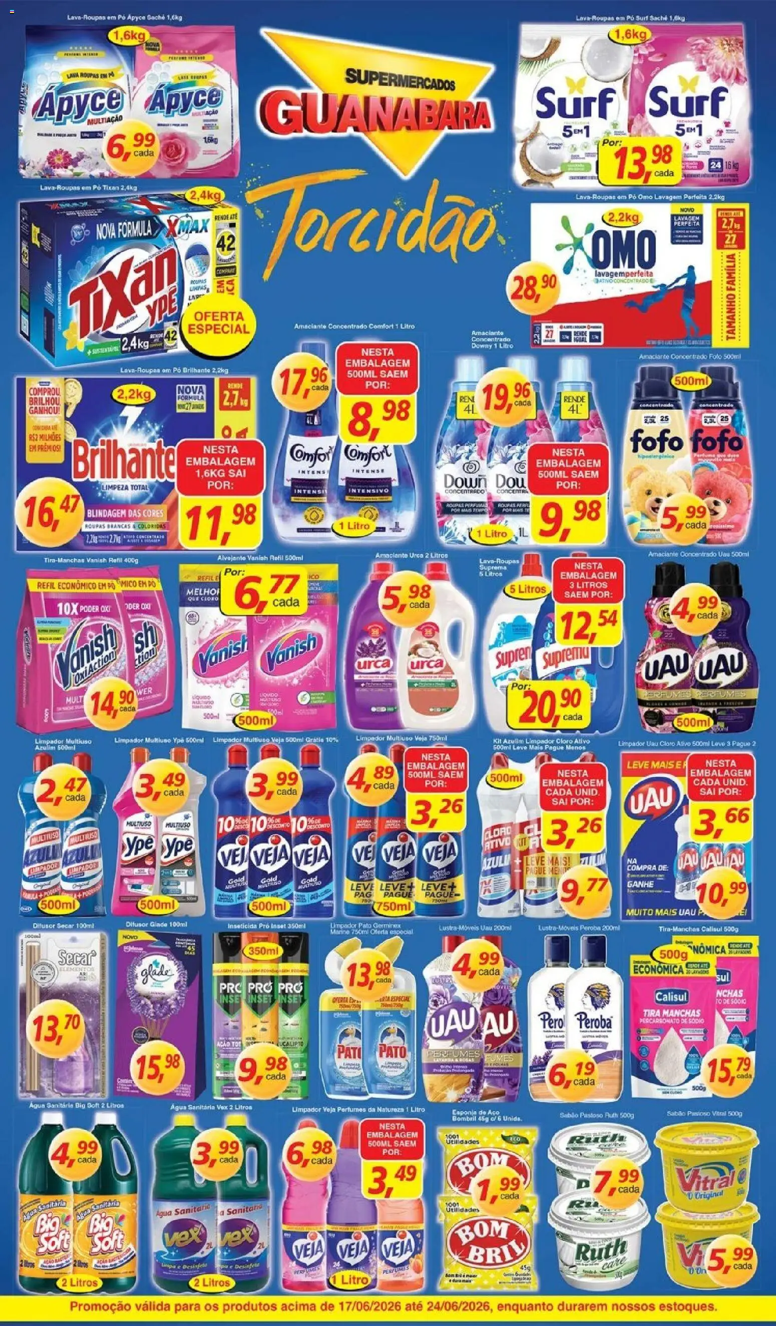 Supermercados Guanabara Folheto - válido de 17.06.2026 | Página: 11 | Produtos: Amaciante urca, Esponja de aço, Perfumes, Água sanitária