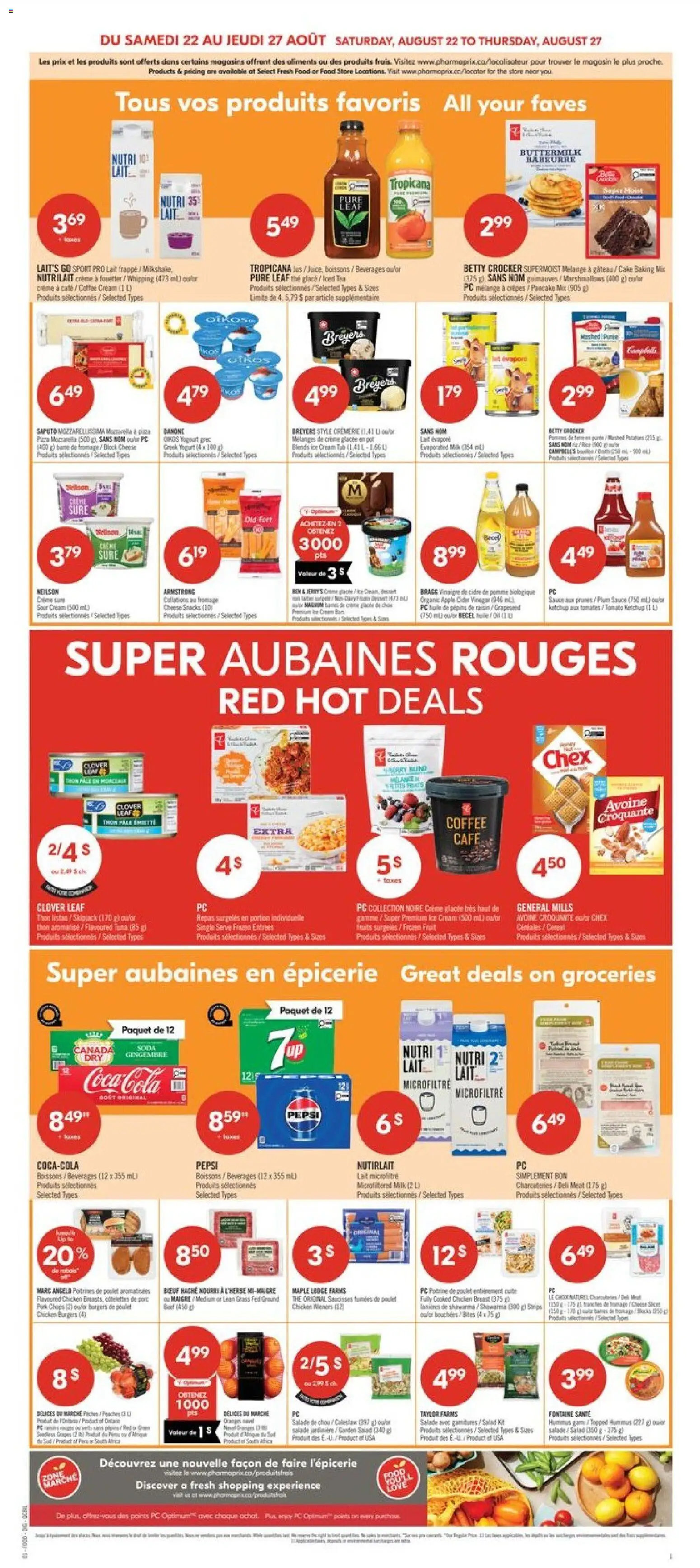 Pharmaprix flyer valid from Aug 22, 2026 | Page: 4 | Products: Tea, Sour cream, Ice cream, Pepsi