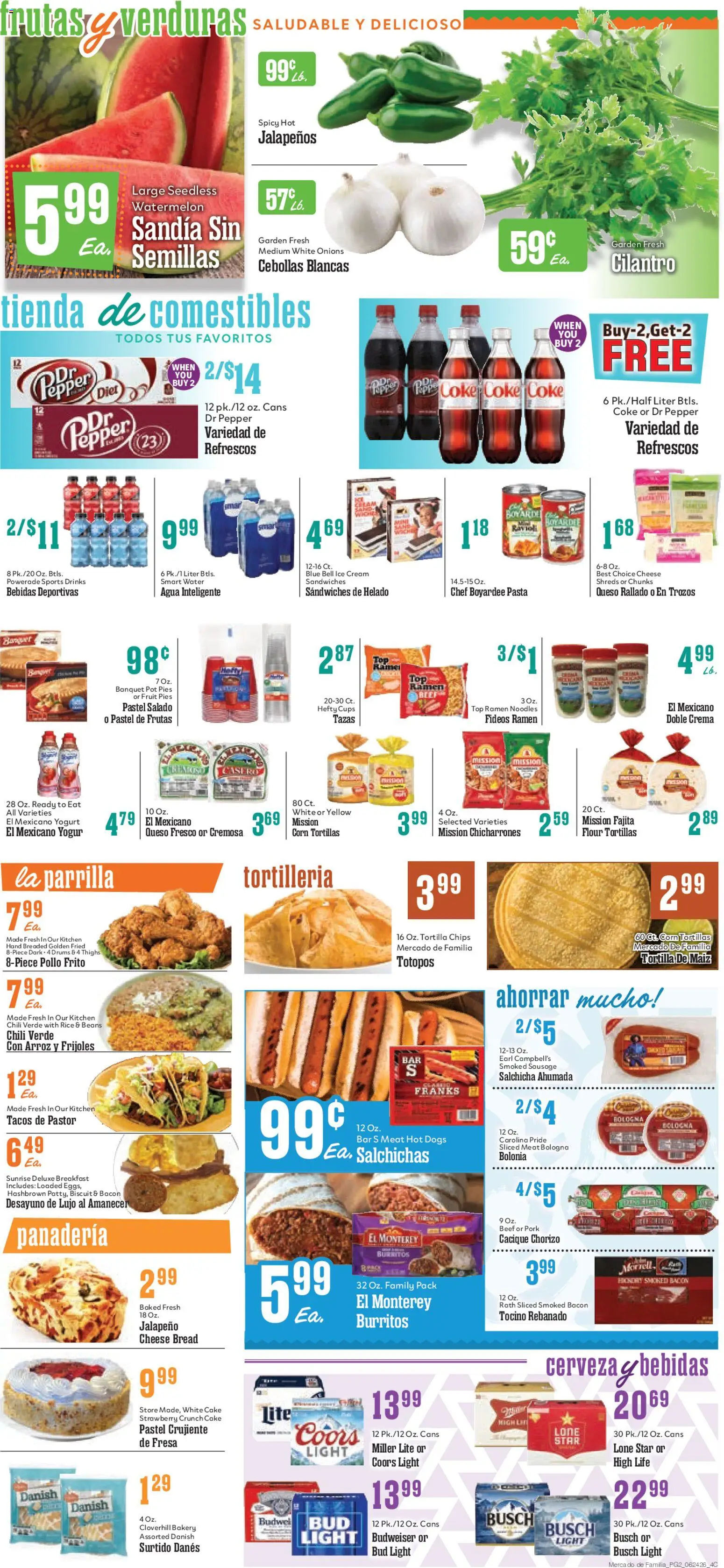 Market Basket Mercado de Familia - valid from 24.06.2026 | Page: 2 | Products: Bread, Pepper, Sausage, Hot Dogs