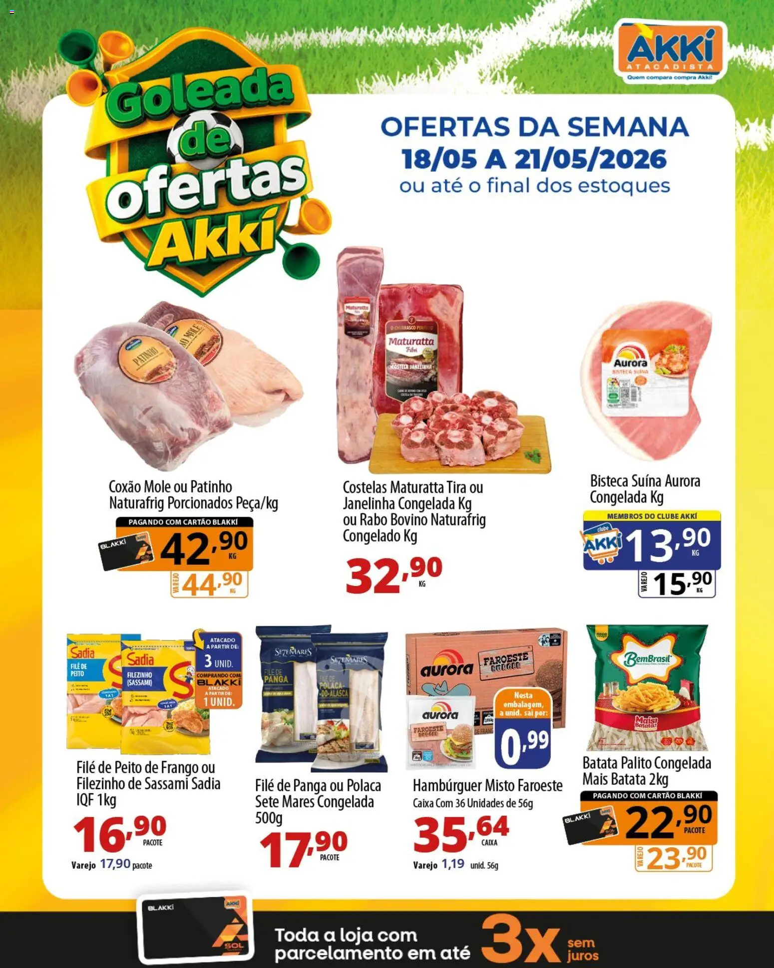 Akki Atacadista Folheto - válido de 18.05.2026 | Página: 2 | Produtos: Caixa, Hambúrguer, Batata, Peito de frango