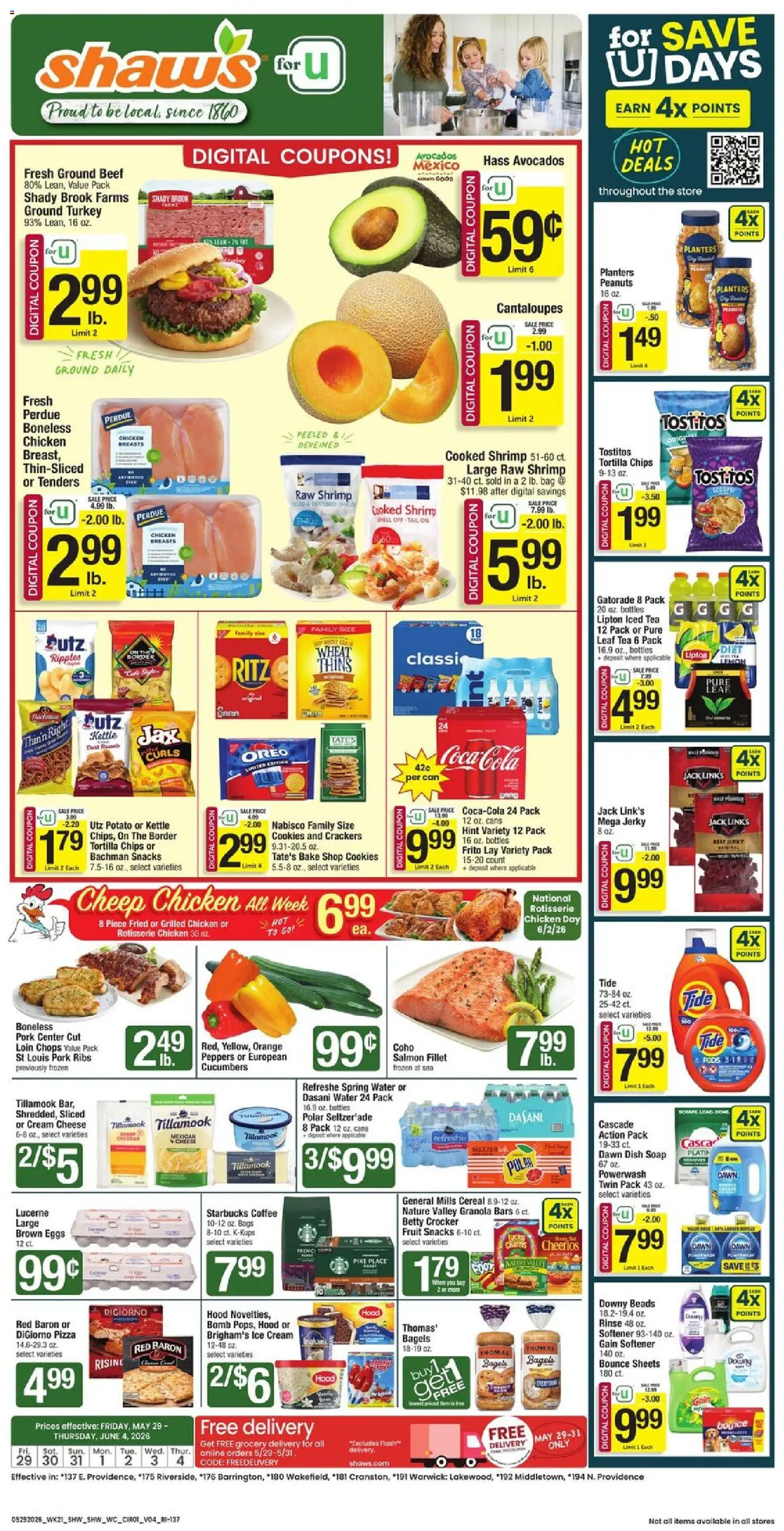 Shaw's Weekly Ad - RI - valid from 29.05.2026 | Page: 1 | Products: Tea, Beef, Lemon, Bag