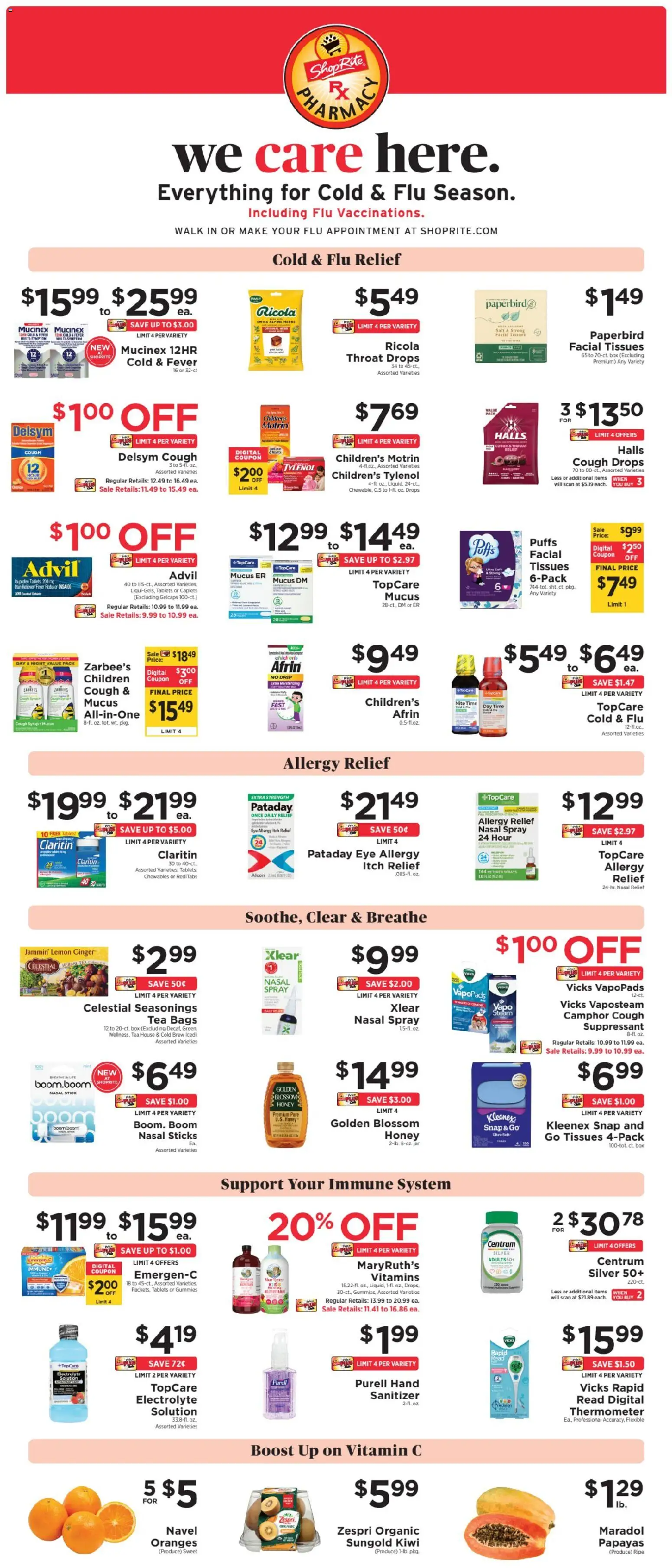 ShopRite Weekly Ad - valid from 08/02/2026 | Page: 12 | Products: Kiwi, Herbal tea, Lemon, Thermometer