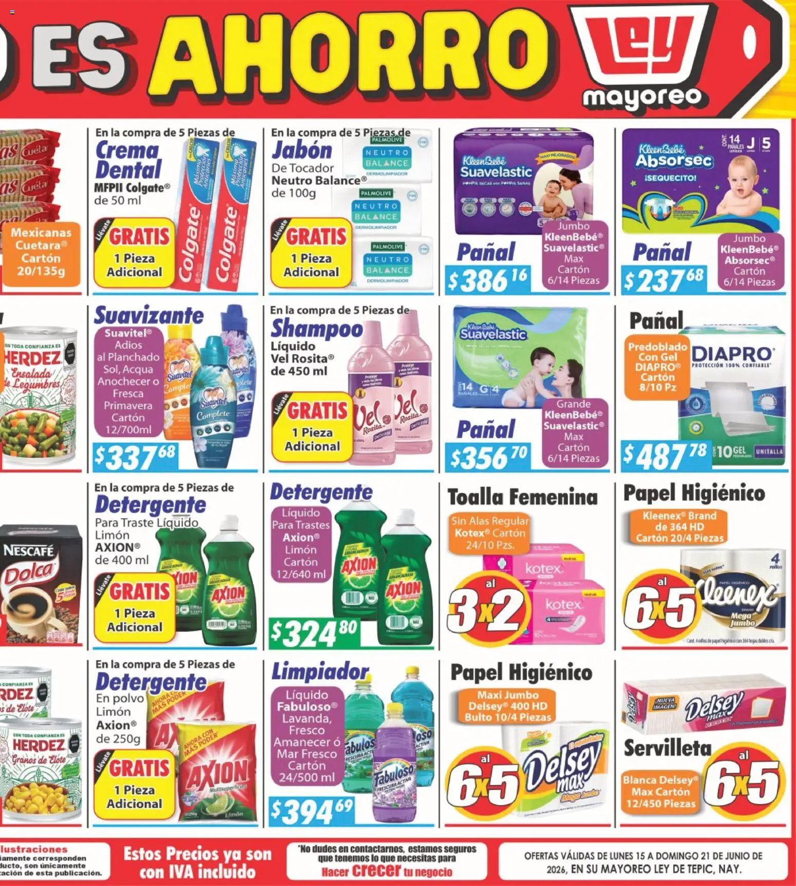 Nuevas ofertas de Casa Ley válidas en toda la República Mexicana desde el 15.06.2026. ¡Encuentra las mejores ofertas en Casa Ley folleto Tepic! | Página: 6 | Productos: Detergente, Crema, Limpiador, Papel higiénico