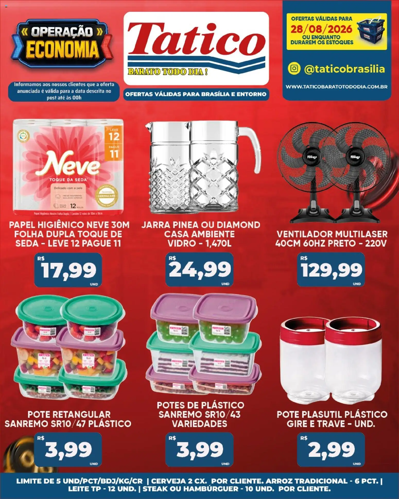 Tatico Folheto - válido de 28/08/2026 | Página: 19 | Produtos: Steak, Leite, Arroz, Hambúrguer