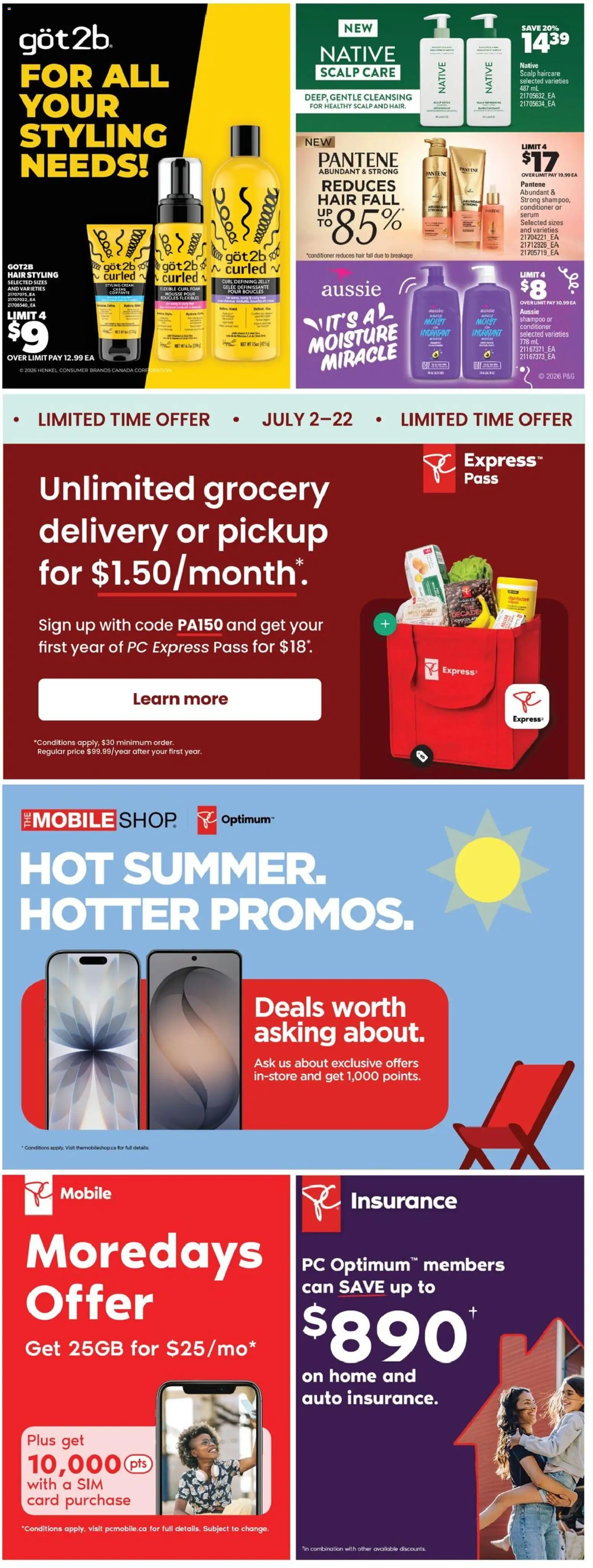 Real Canadian Superstore flyer valid from Jul 2, 2026 | Page: 39 | Products: Cream, PC, Shampoo, Conditioner