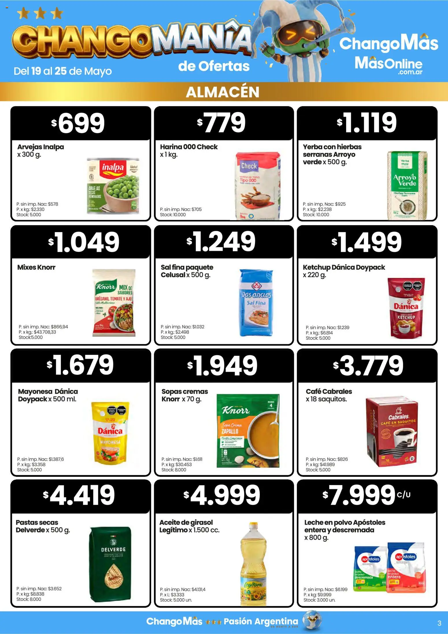 Changomas ofertas │ válido desde el 19.05.2026 | Página: 3 | Productos: Mate, Zapallo, Ajo, Leche
