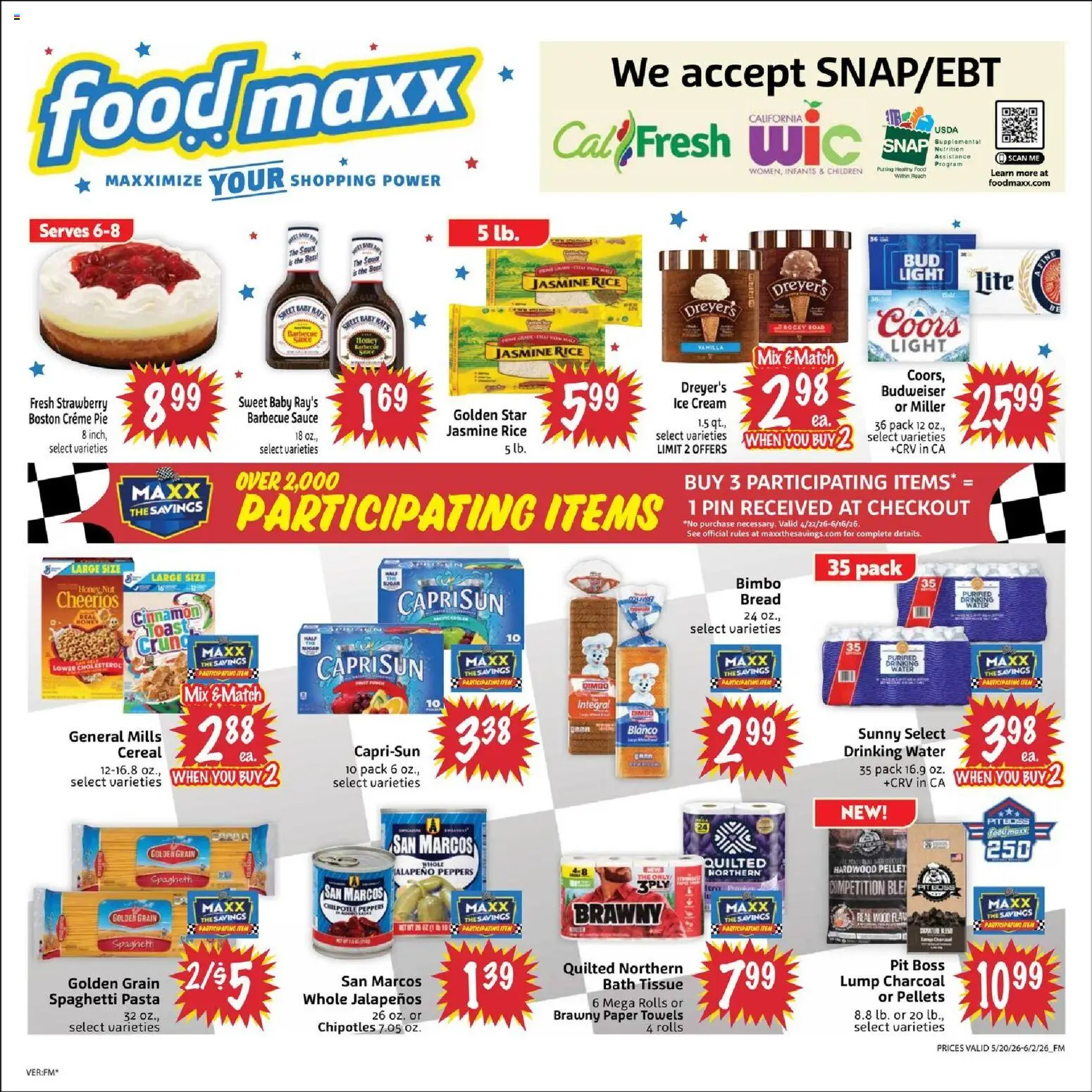FoodMaxx Weekly Ad - CA - valid from 20.05.2026 | Page: 2 | Products: Jalapeno peppers, Bath, Bread, Pasta